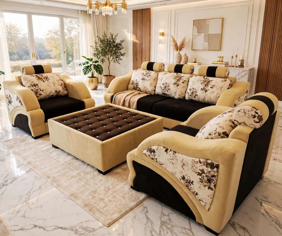 Elegant Floral 5 Seater Sofa Set view 2