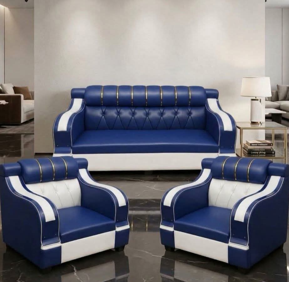 Luxury Blue and White Sofa Set view 2