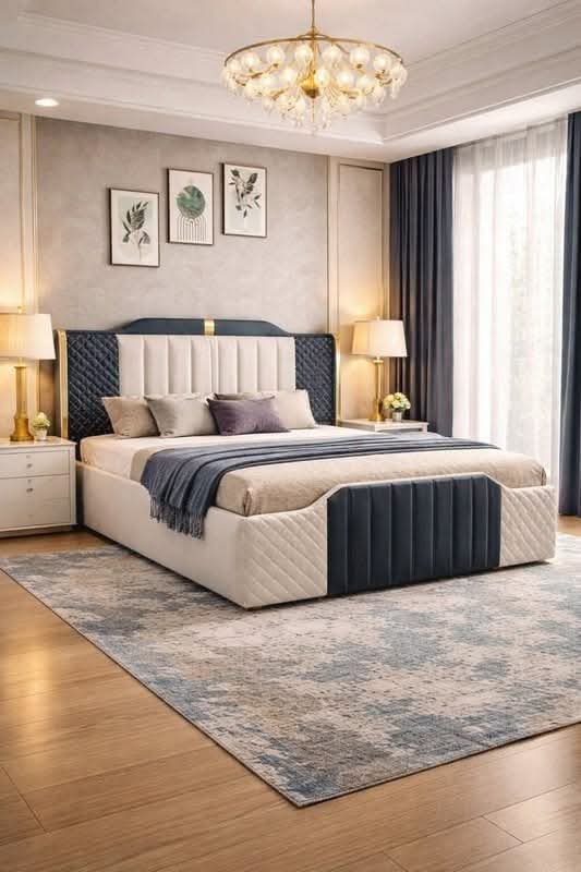 Elegant Upholstered Bed Caution view 2