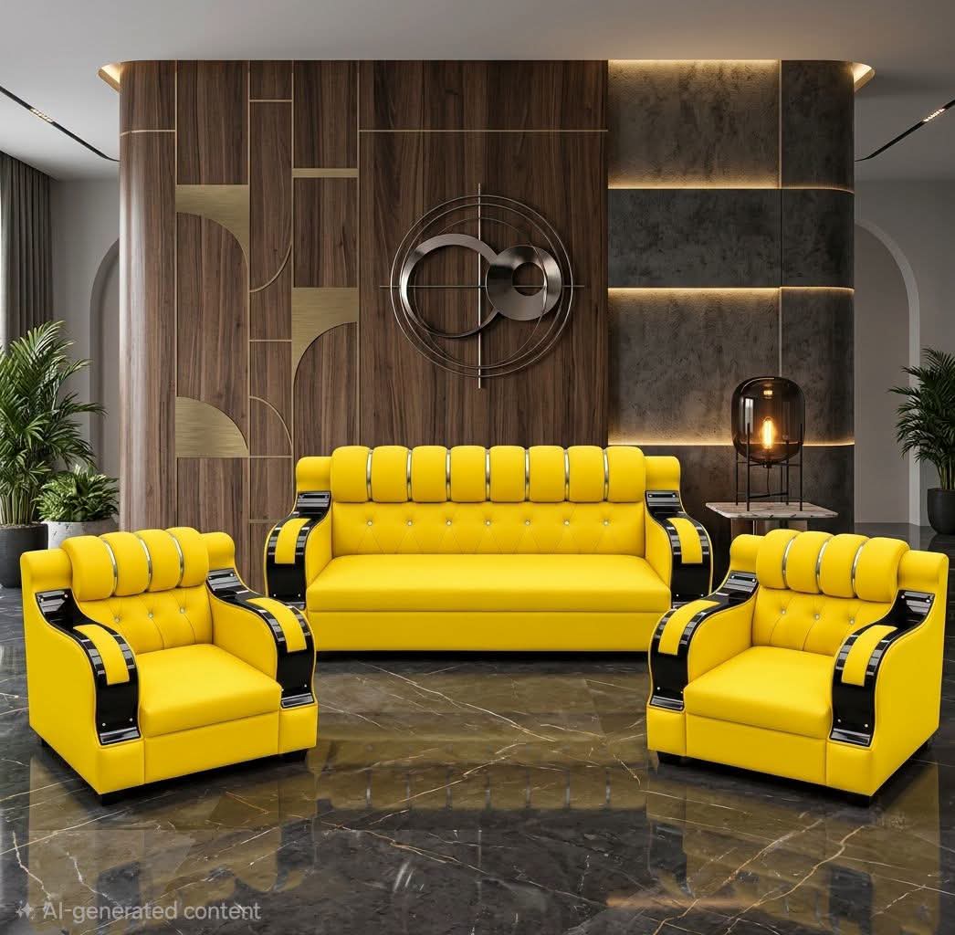 Yellow Velvet Sofa Set view 2