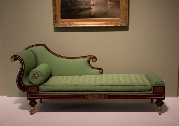 Vintage Green Chaise Lounge view 2