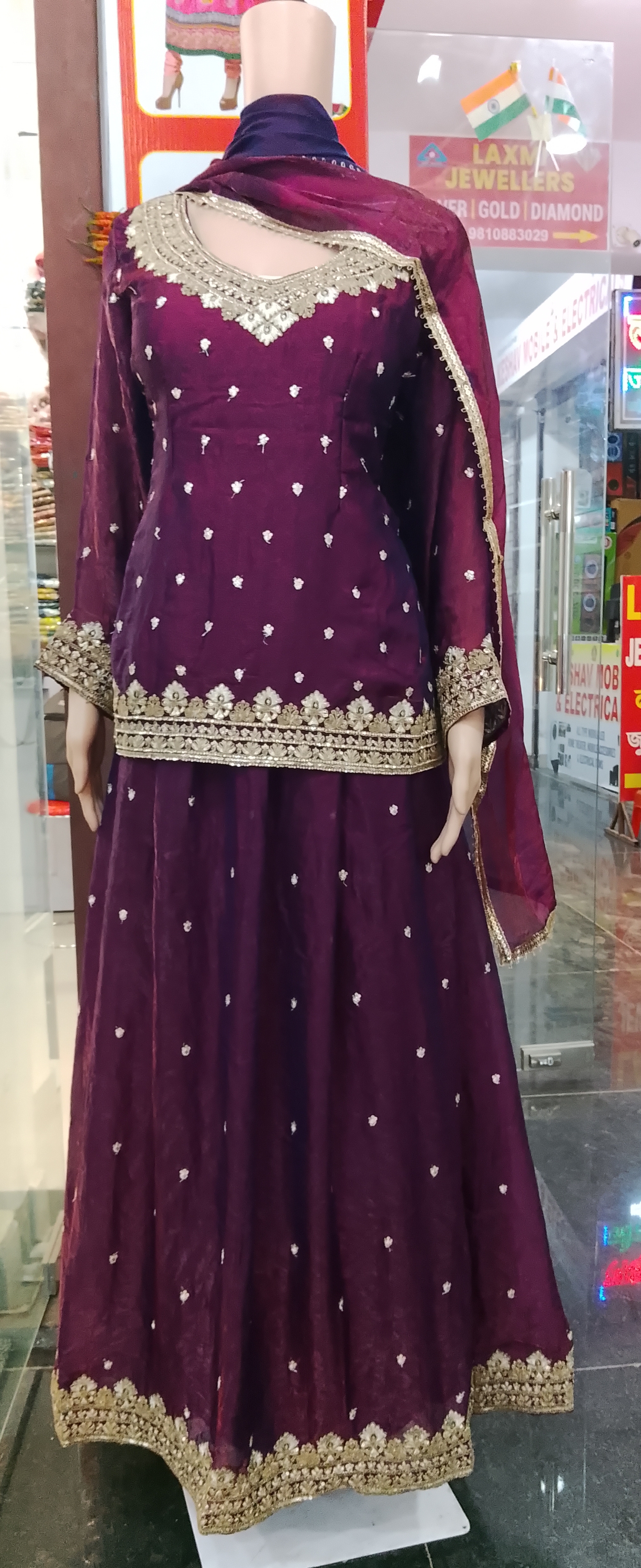 Embroidered Silk Anarkali Suit view 2