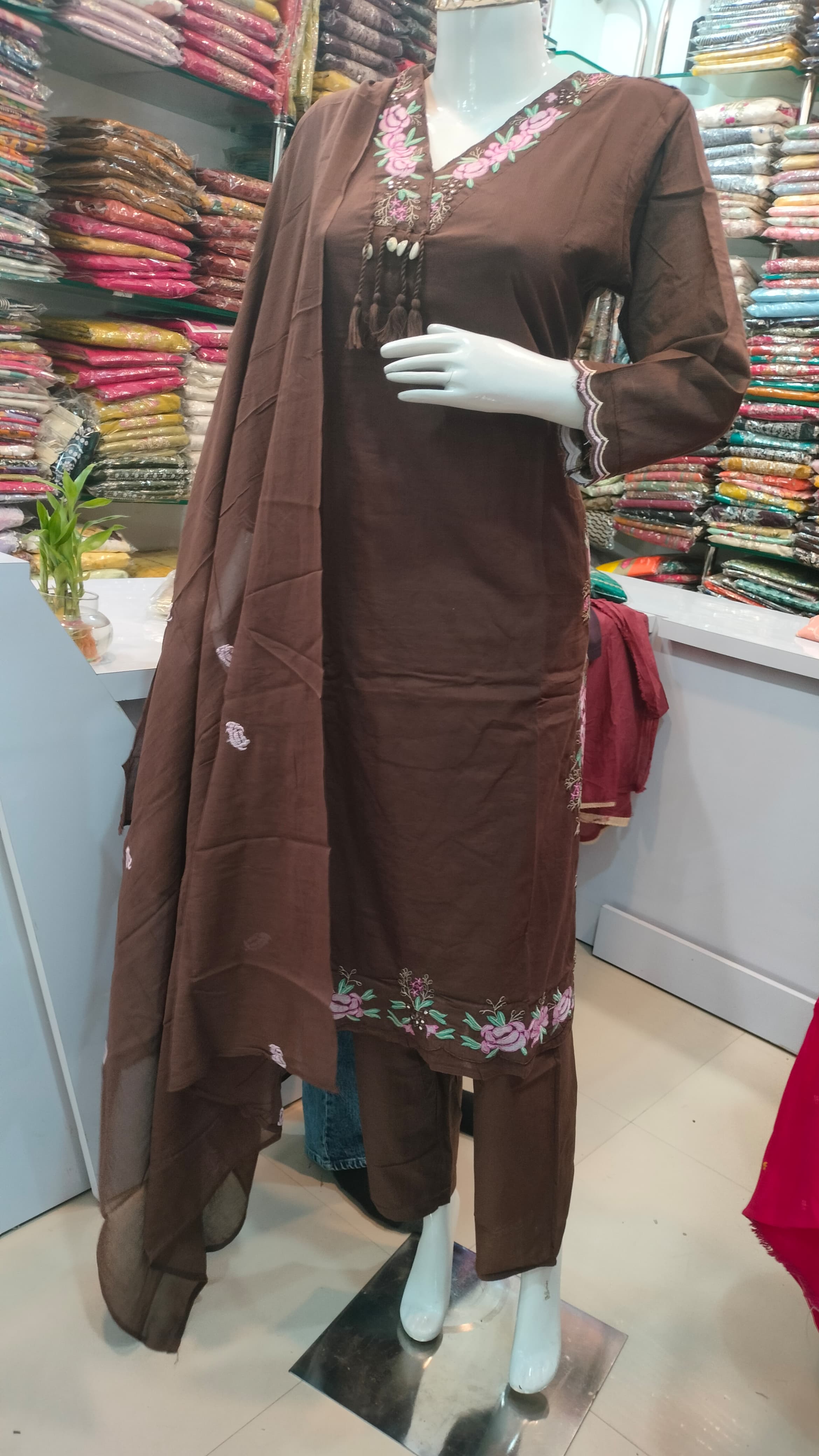 Embroidered Brown Suit view 2
