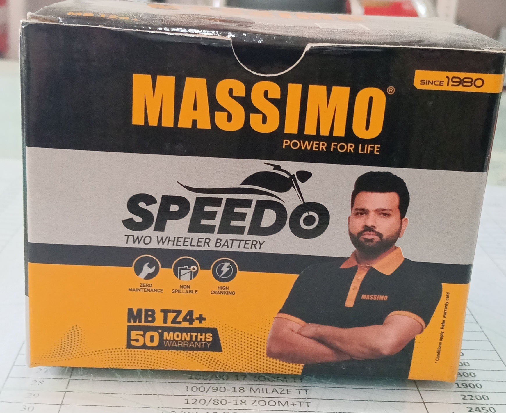 Massimo Speed Two Wheeler Battery MB TZ4+ view 2