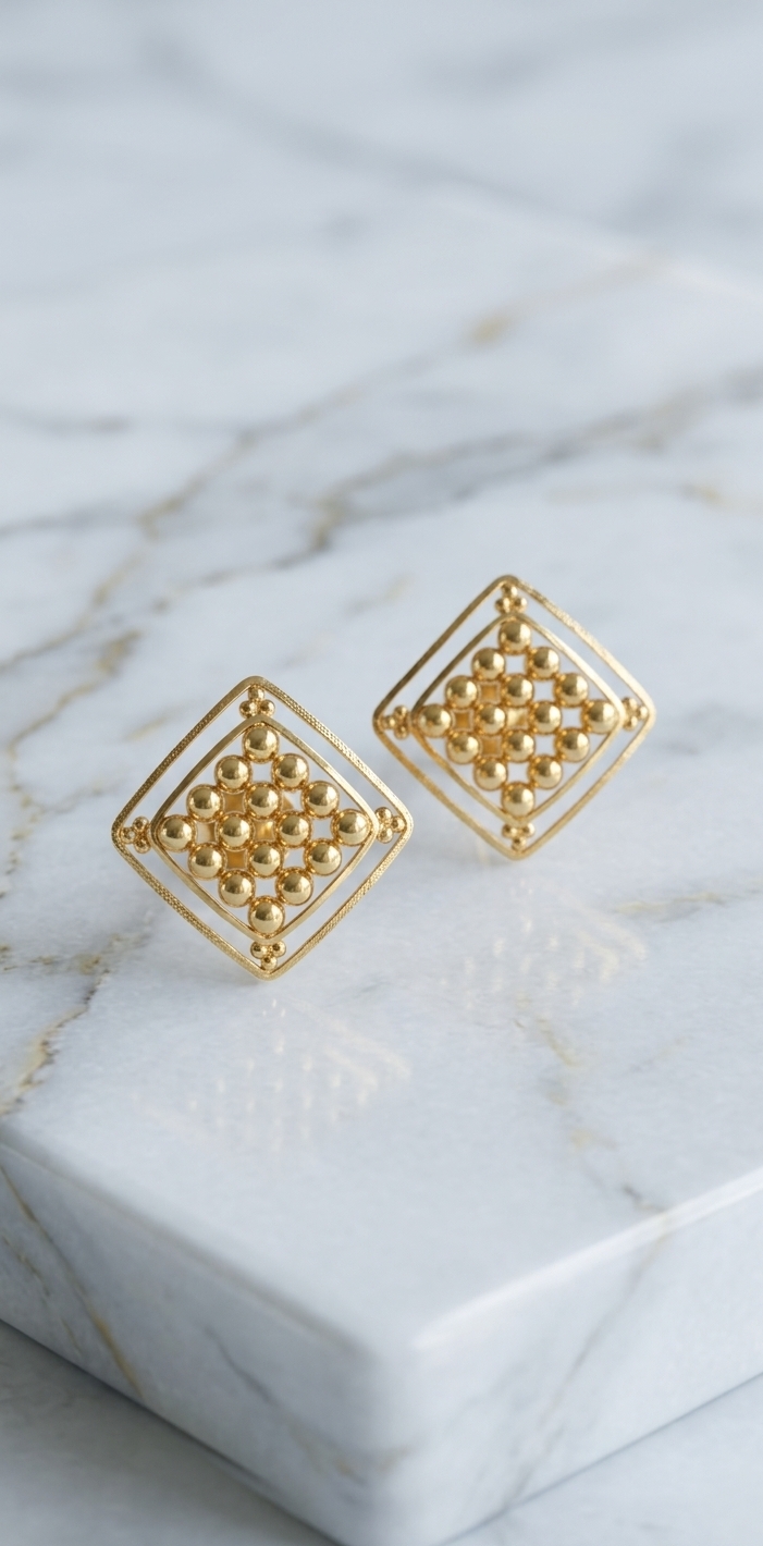 Geometric Gold Earrings view 2