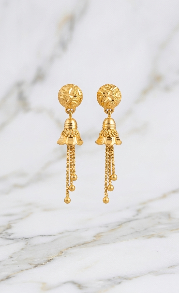 Gold Jhumka Earrings view 2