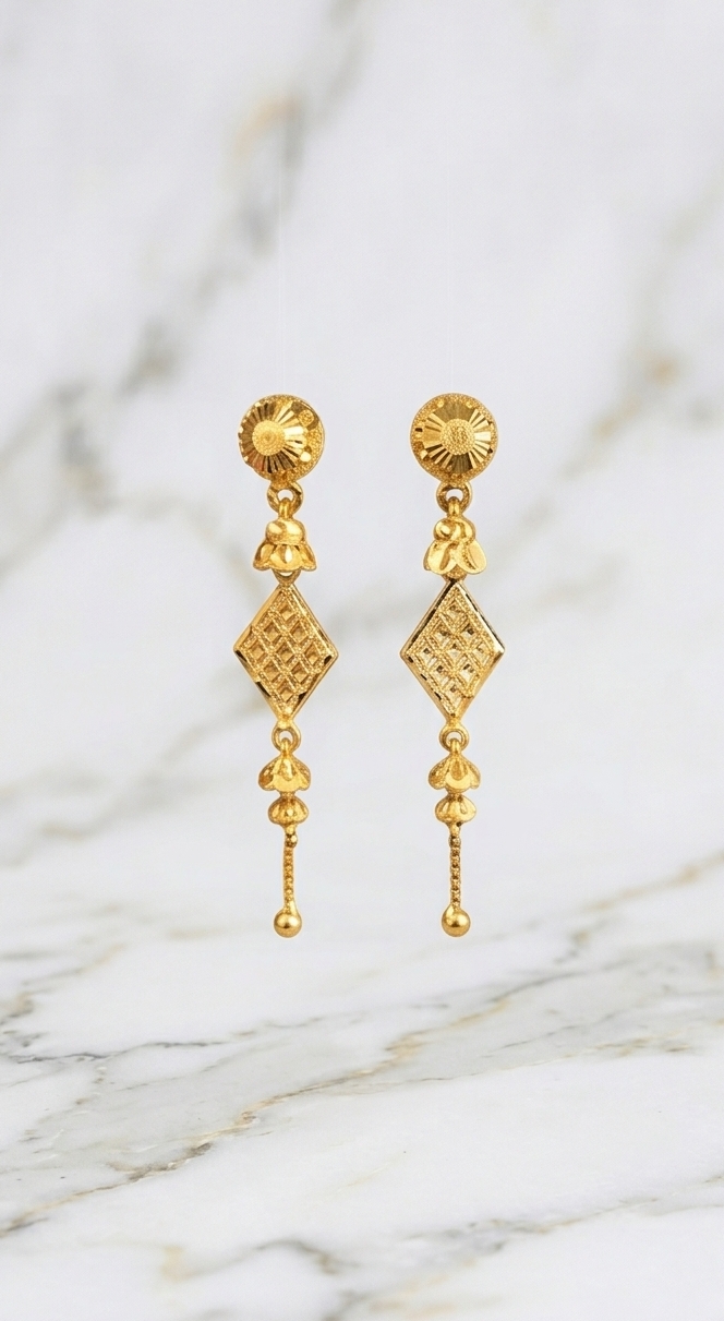 Gold Drop Earrings view 2