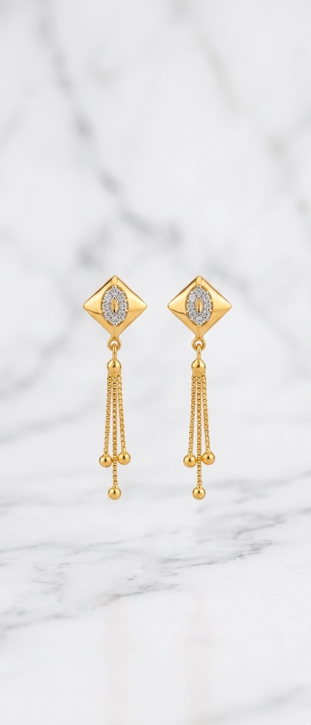 Gold Dangle Earrings-- view 2