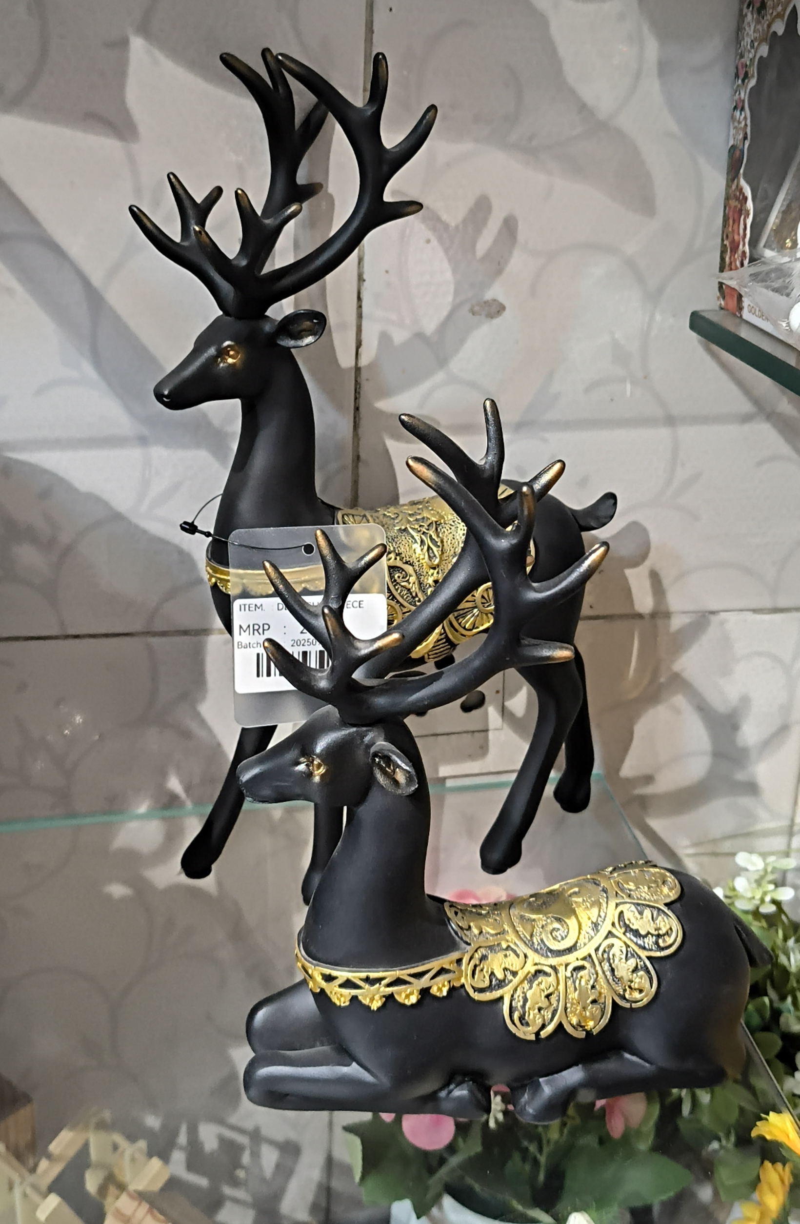 Black and Gold Deer Figurines view 2