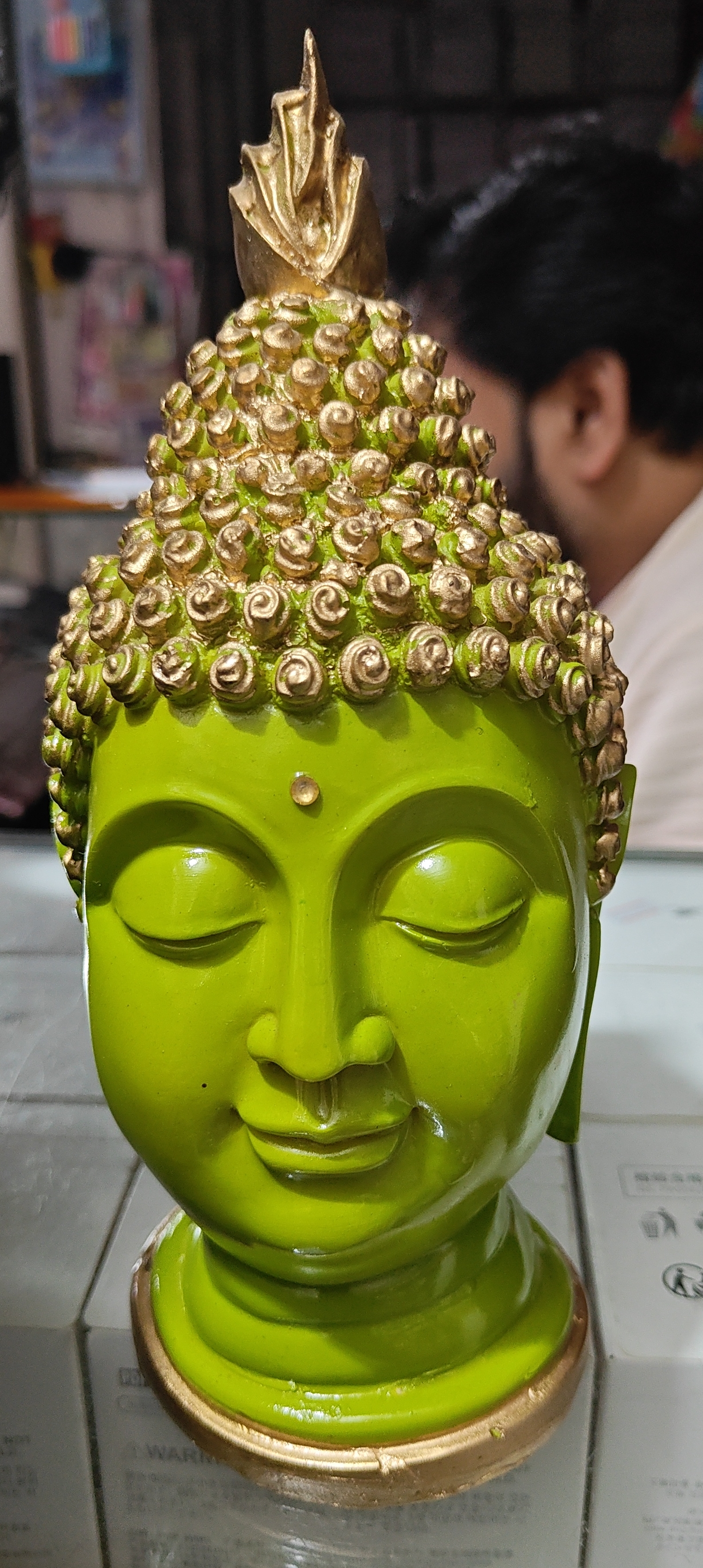Green Buddha Head view 2