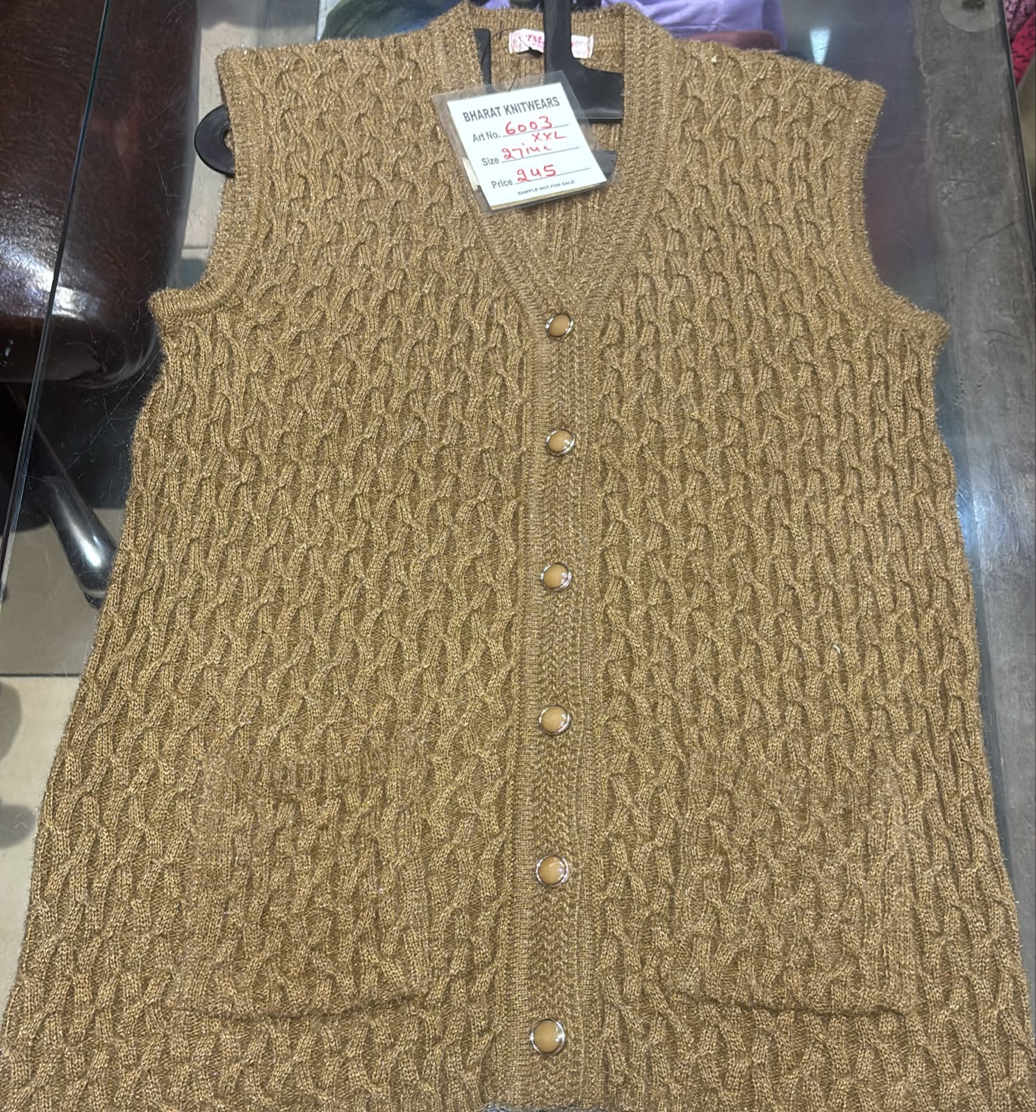 Bharat Knitwears Buttoned Vest view 2