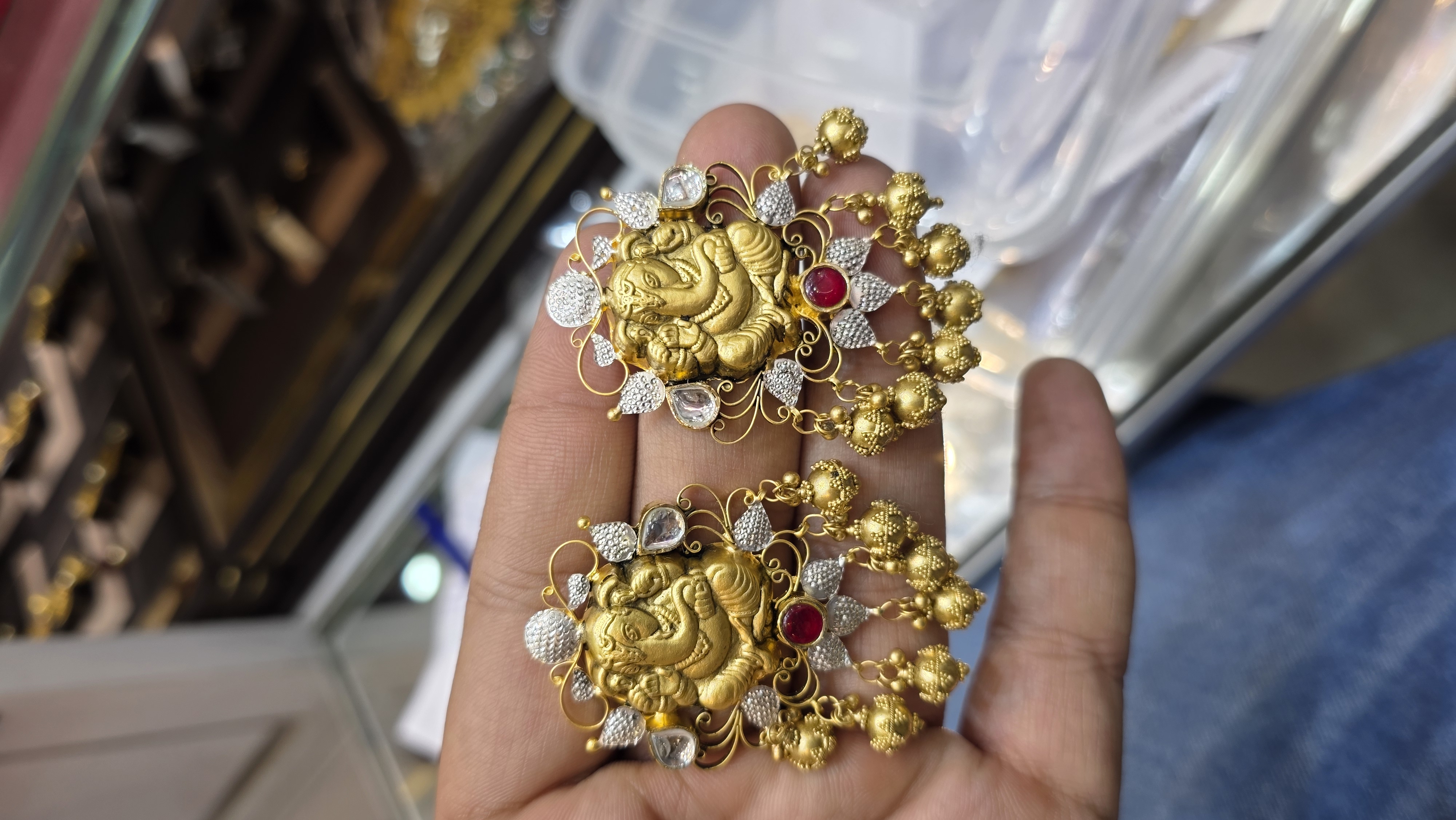 Ganesh Gold Danglers view 2