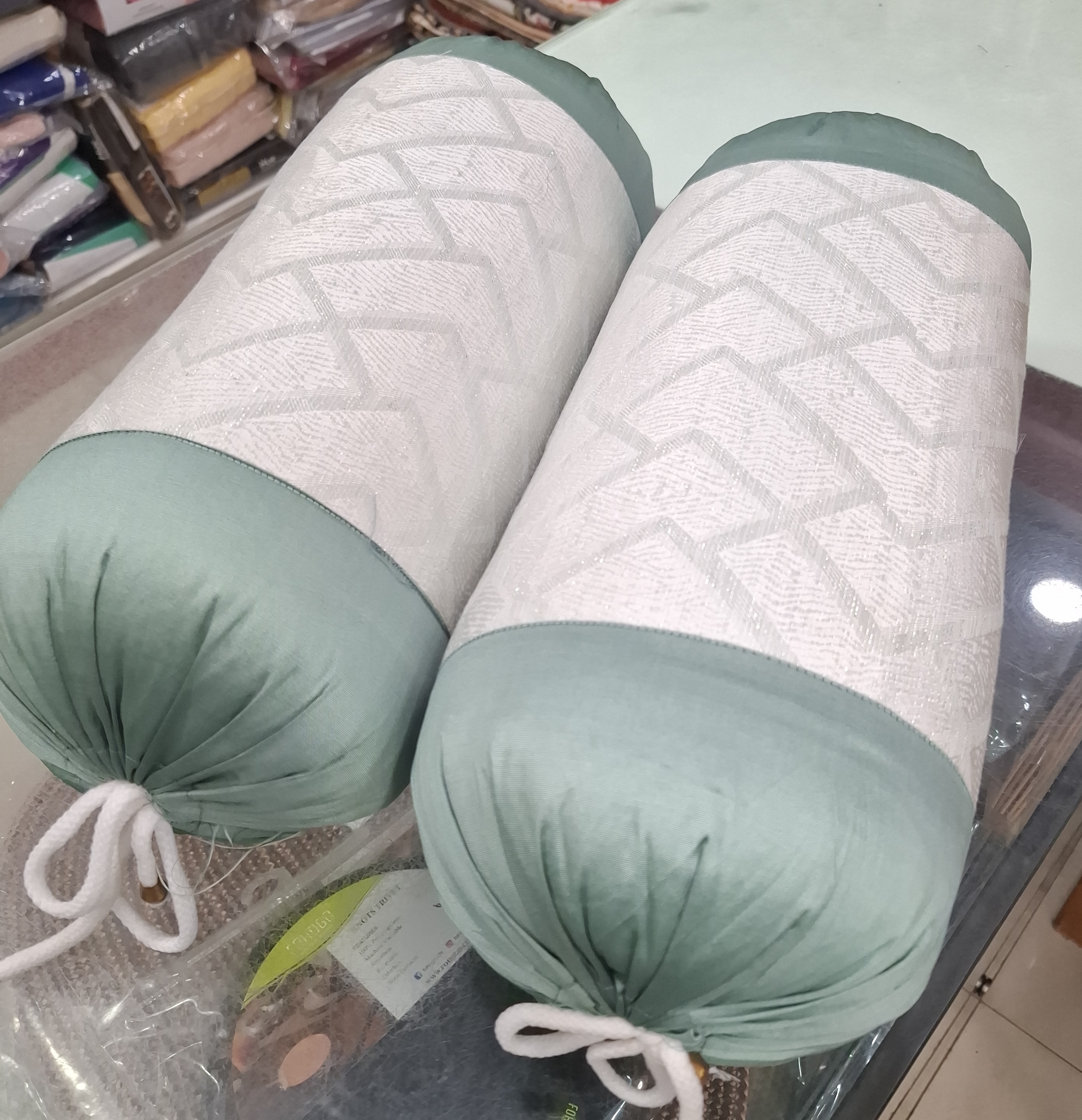 Green Bolster Pillows view 2