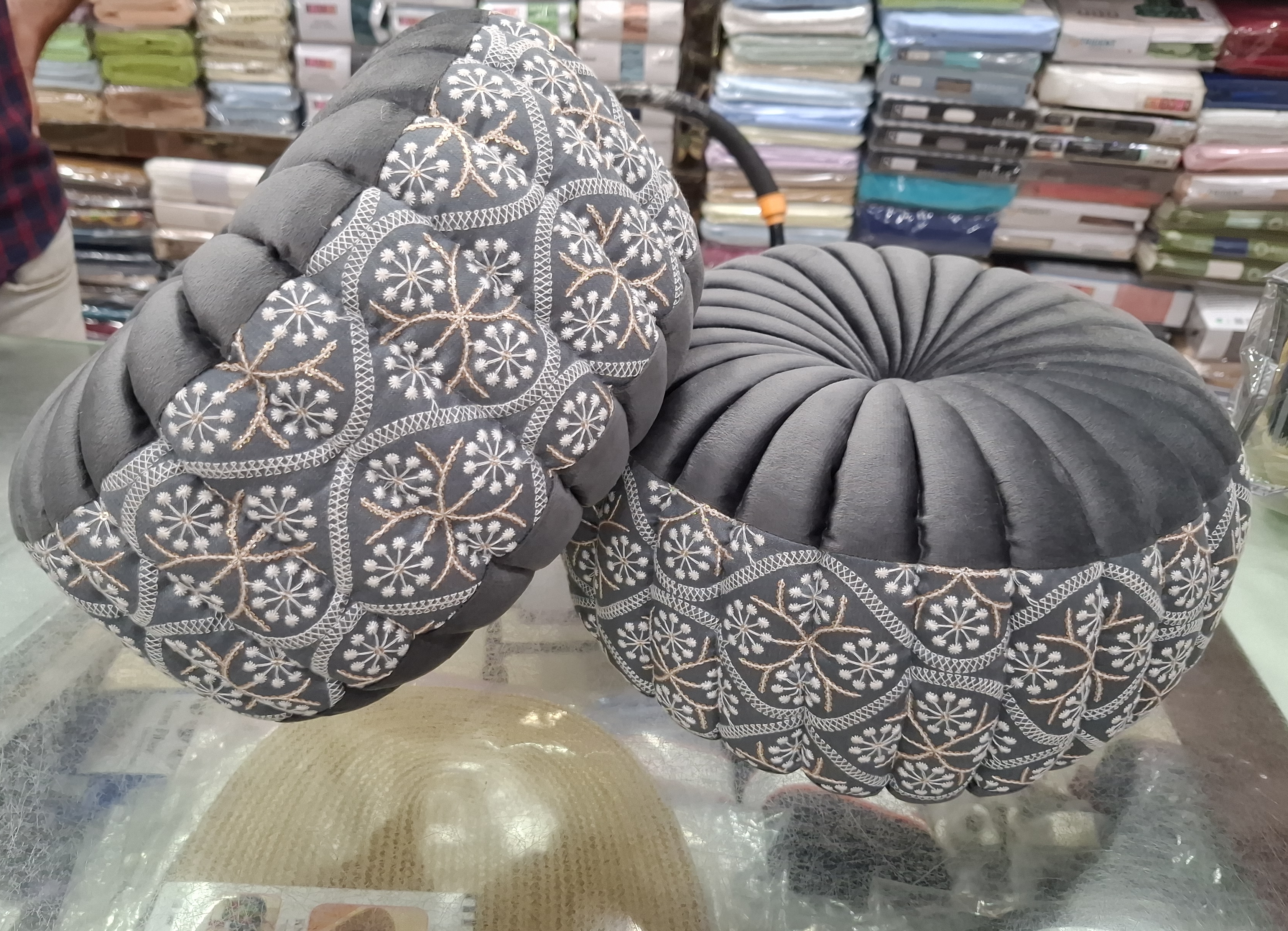 Embroidered Round Cushions view 2