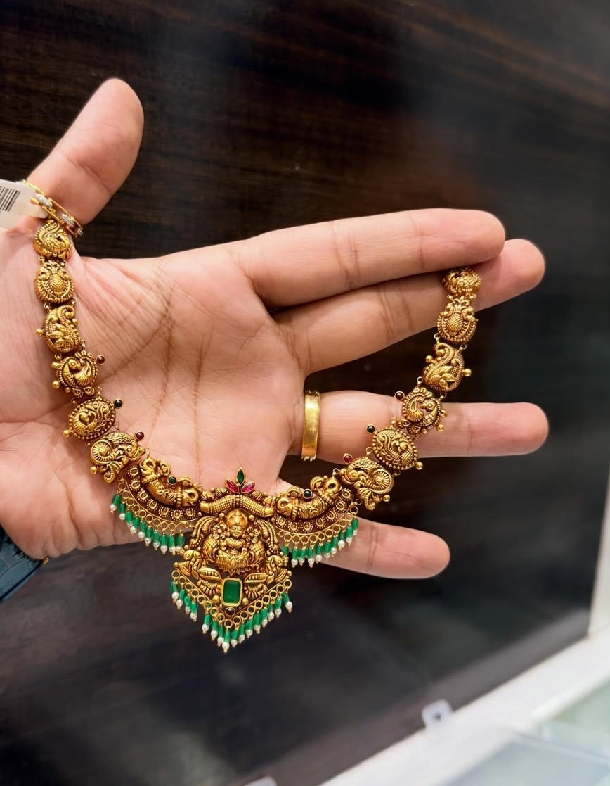 Traditional Gold Pendant Necklace view 2