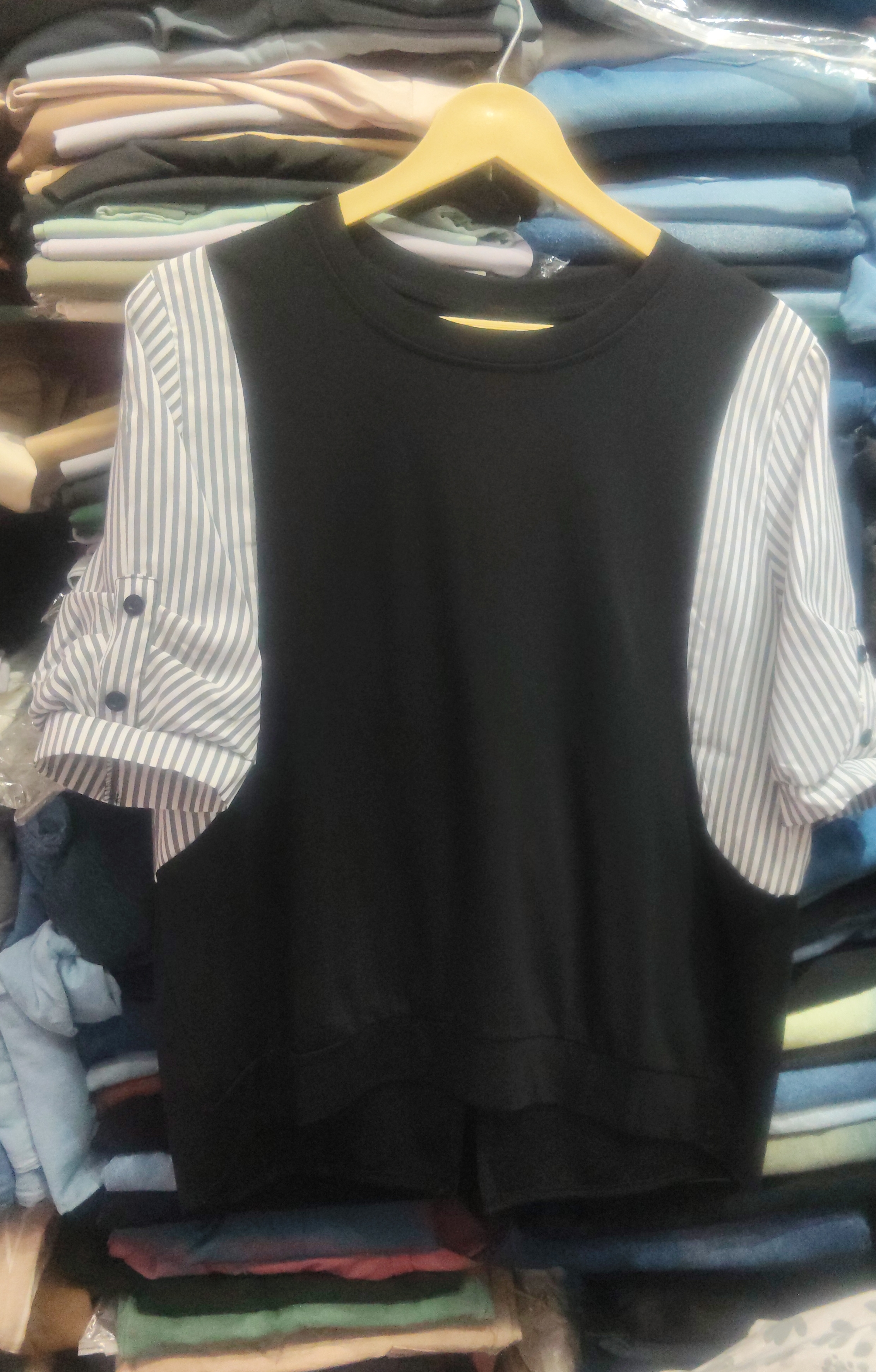 Striped Sleeve Top view 2