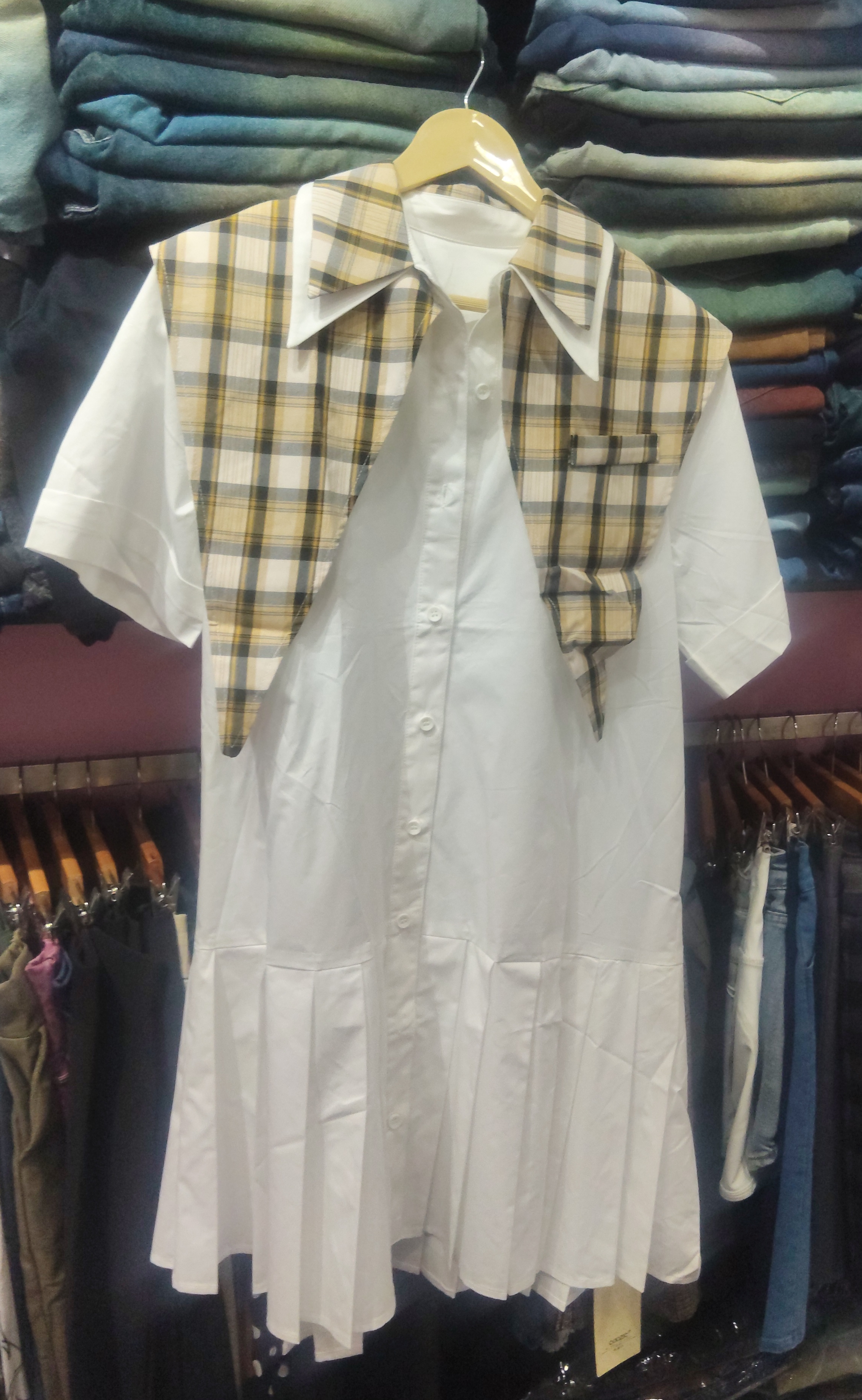 Plaid Collar Shirt Dress view 2