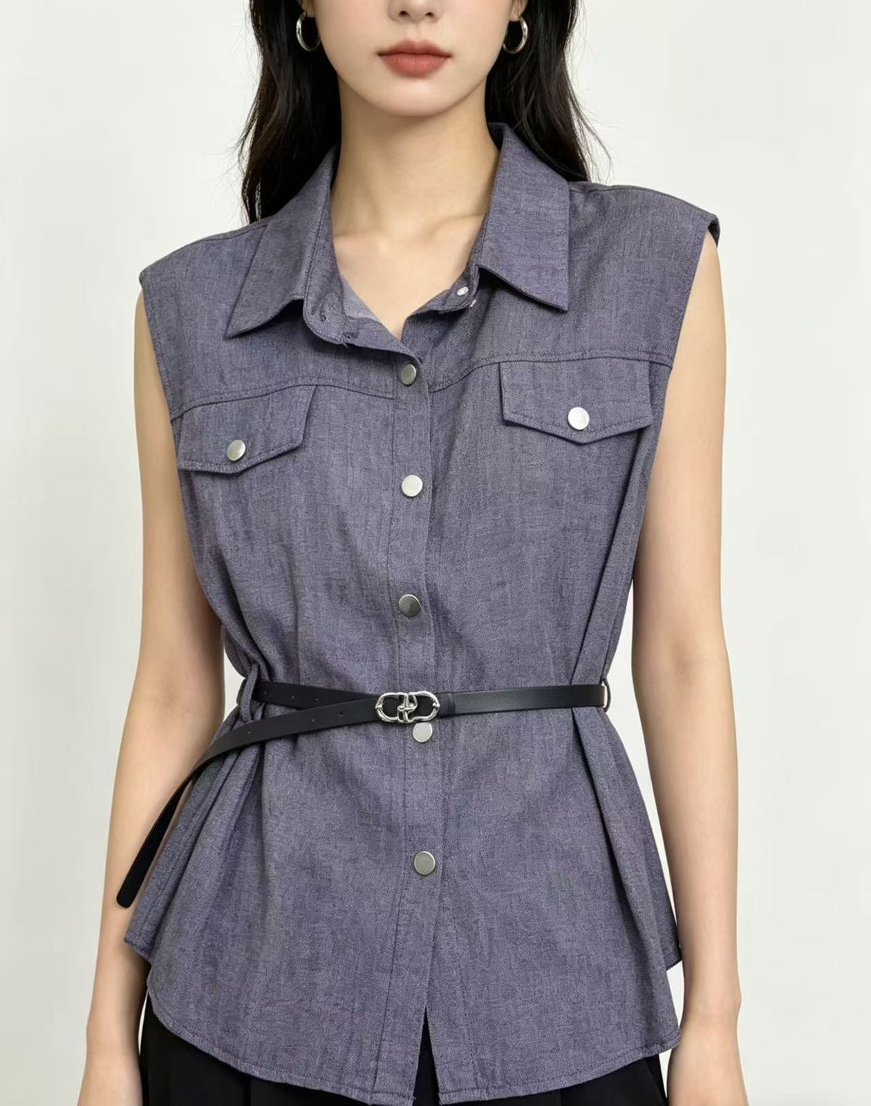Belted Sleeveless Shirt view 2
