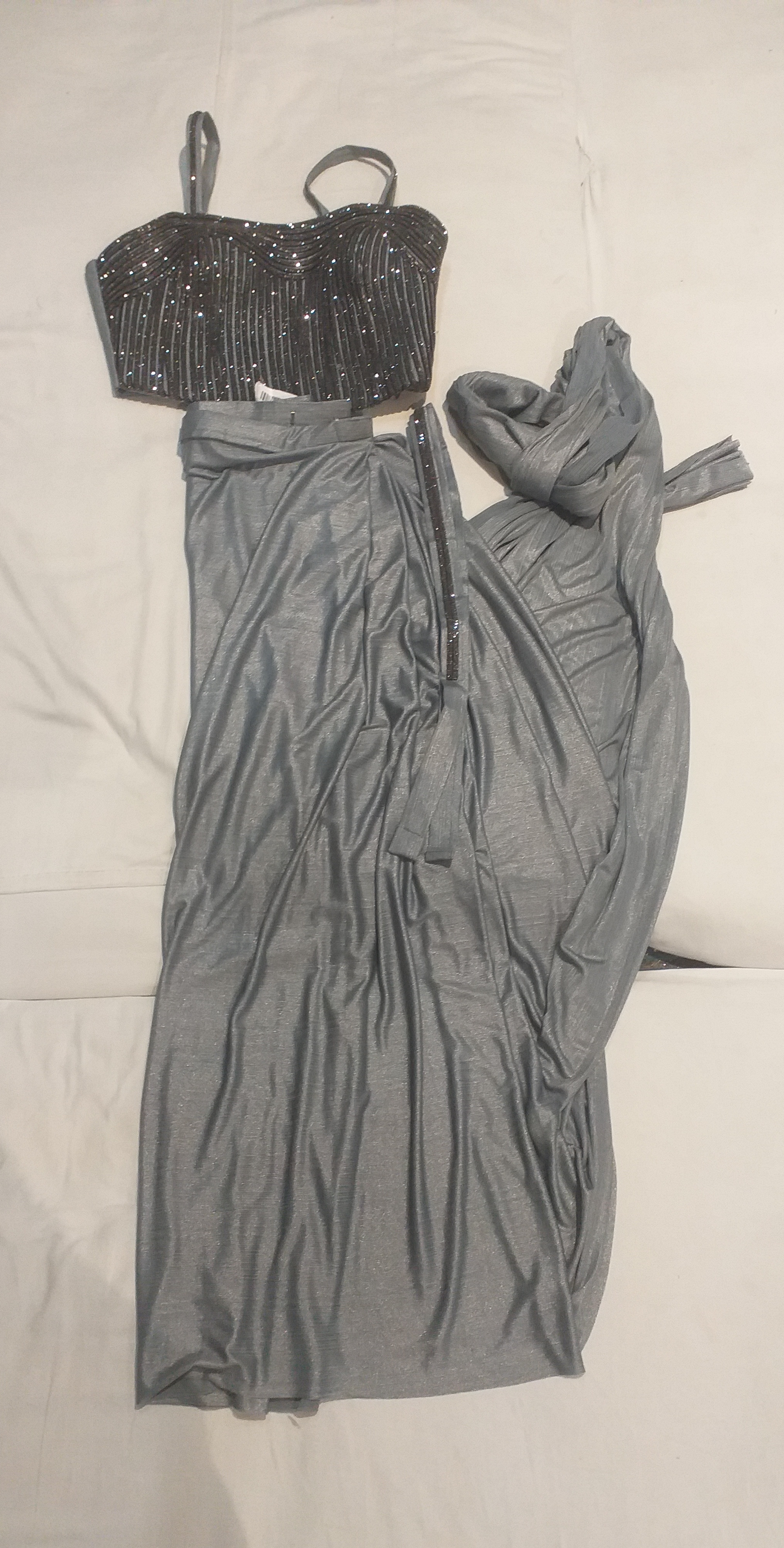 Sequined Pre-Draped Saree view 2