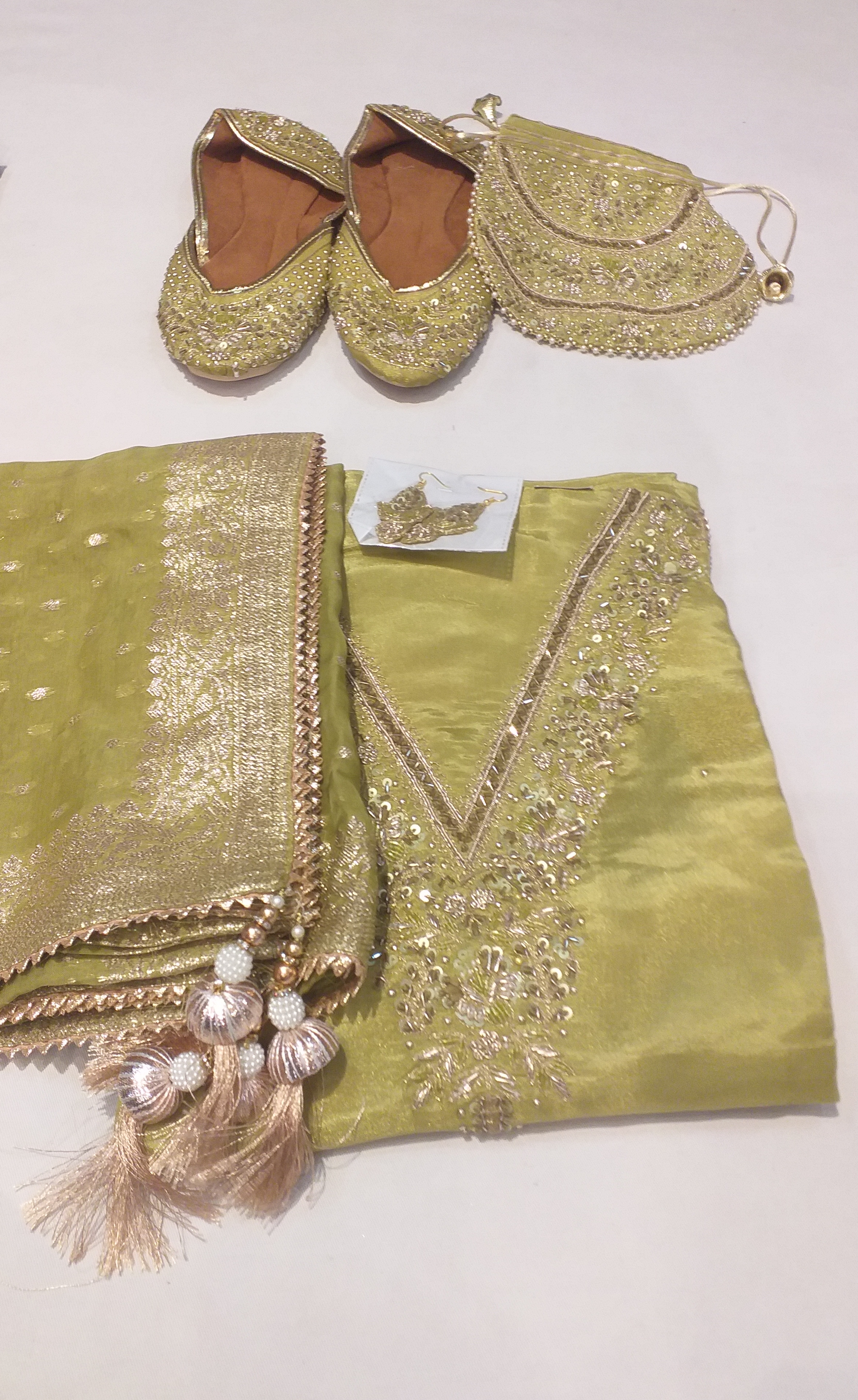 Embroidered Crepe Suit Set view 2