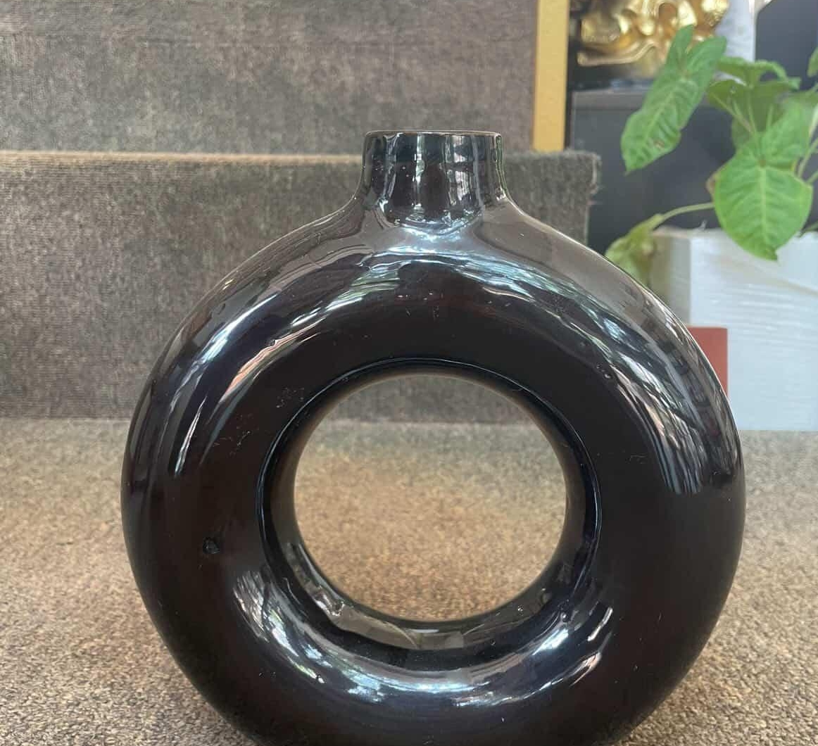 Glossy Black Vase view 2