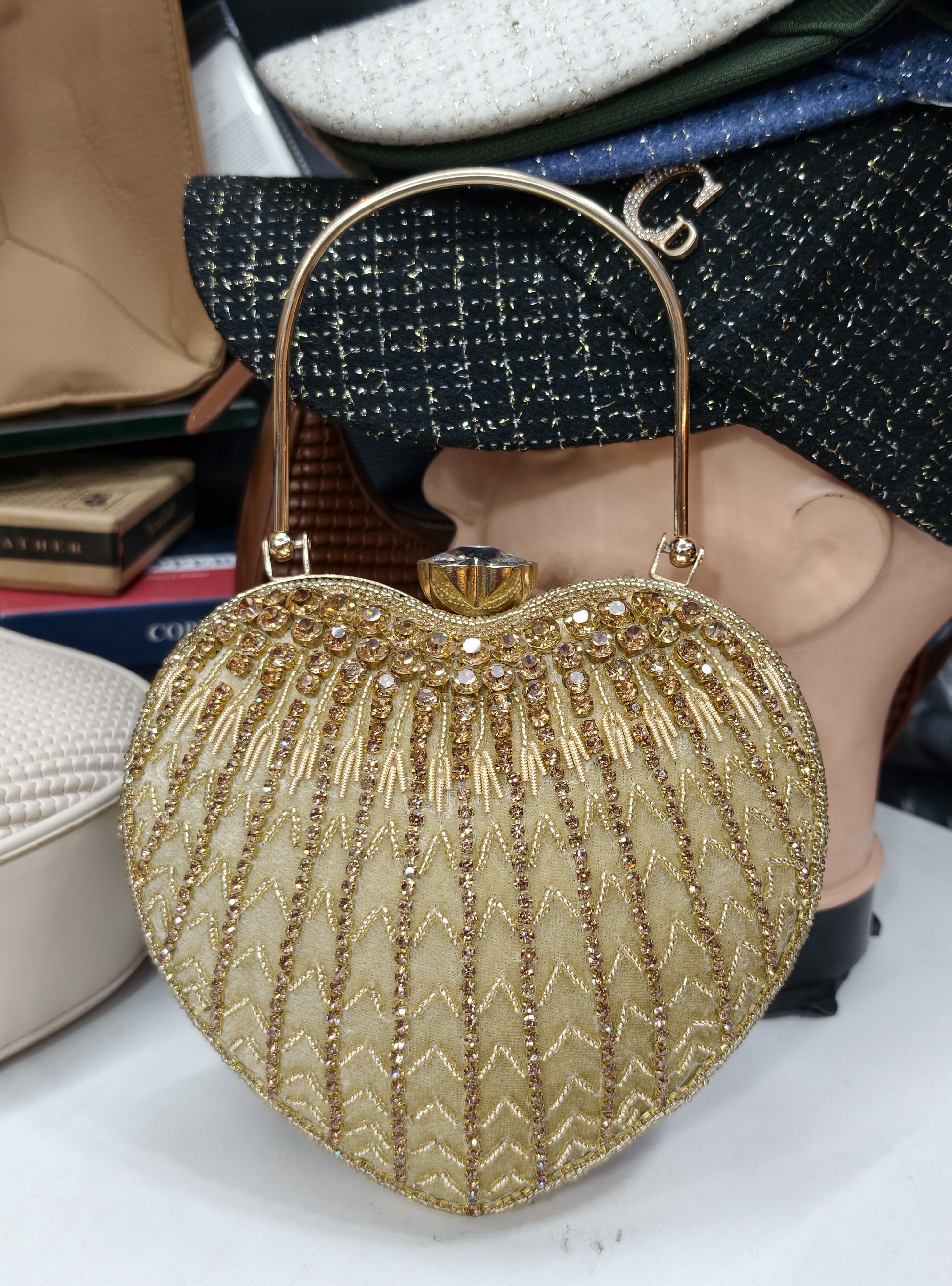Gold Beaded Designer Party Clutch view 2