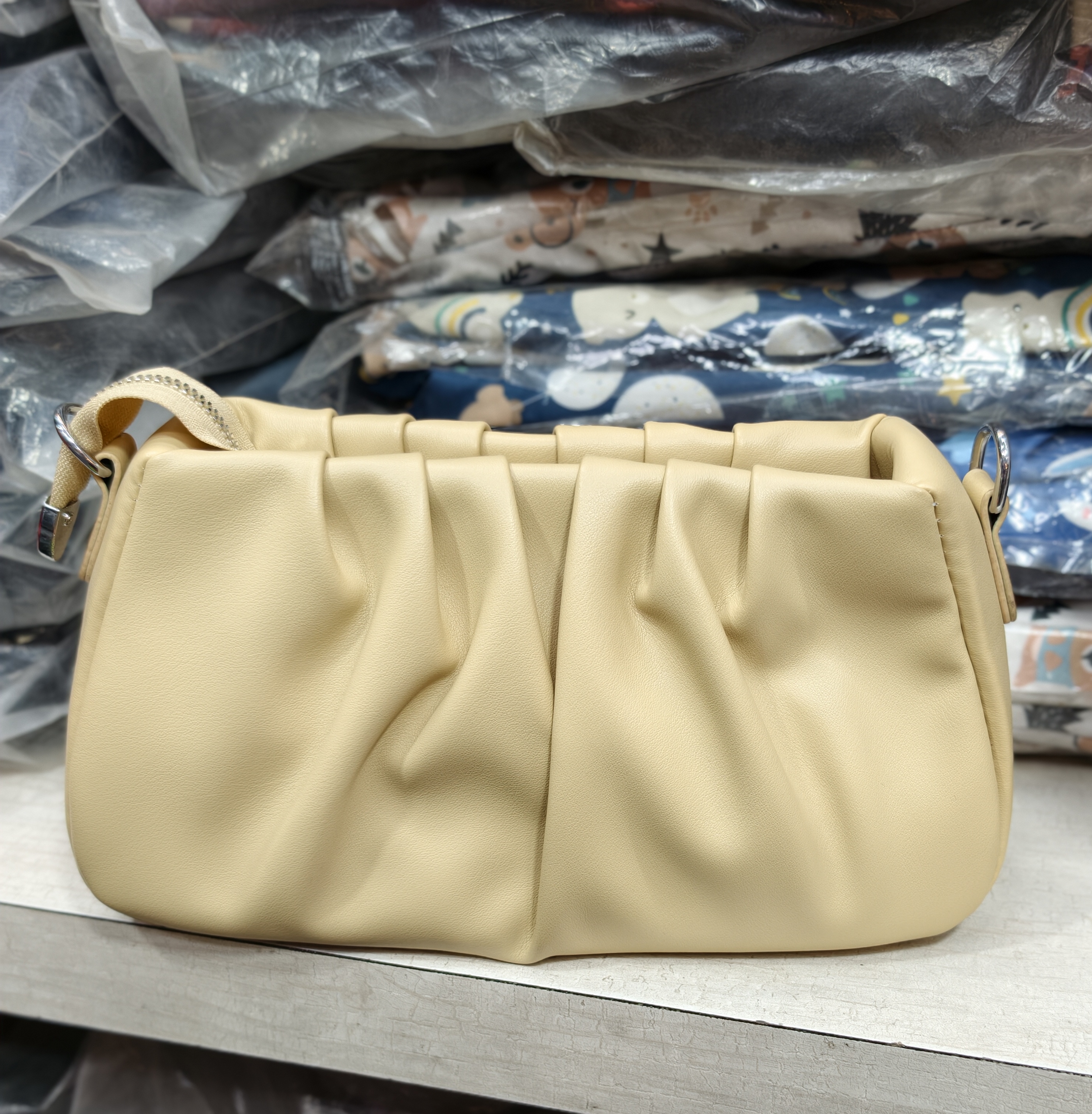 Beige Leather Sling bag view 2