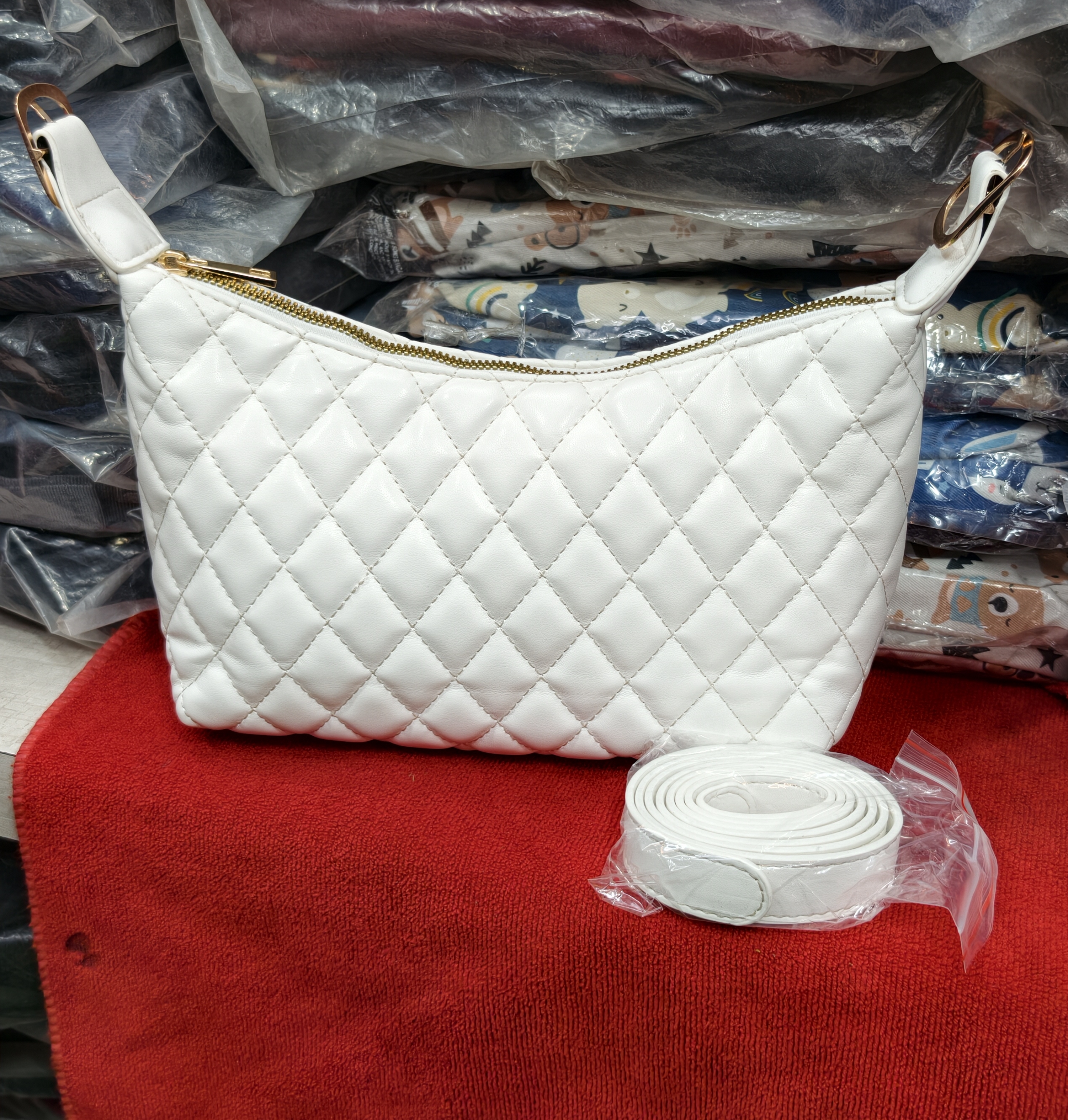 Quilted White Sling Bag view 2