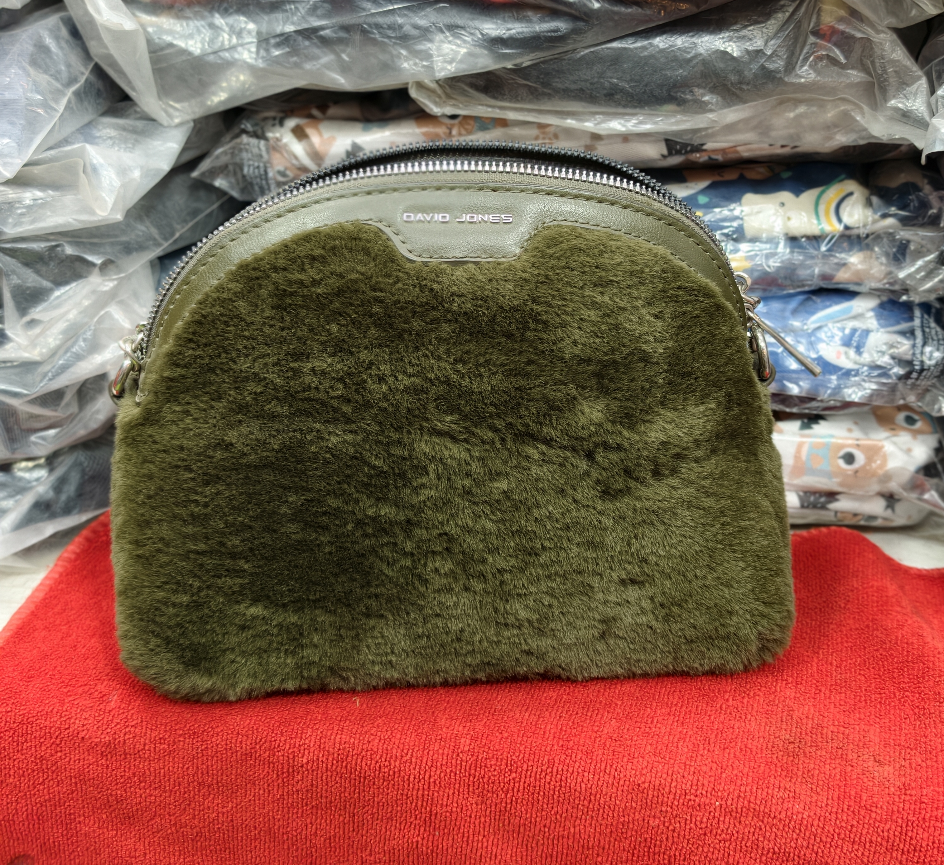 David Jones Plush Green Handbag view 2