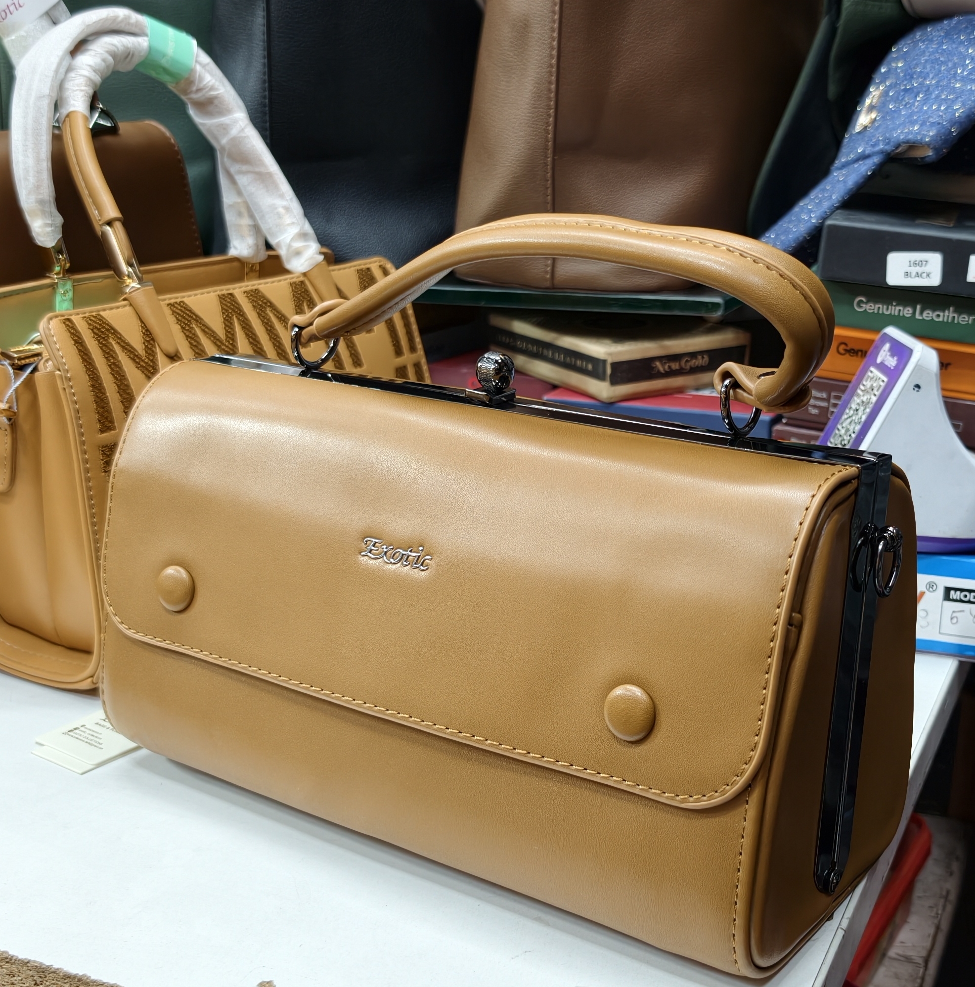 Exotic Tan Handbag 2 view 2