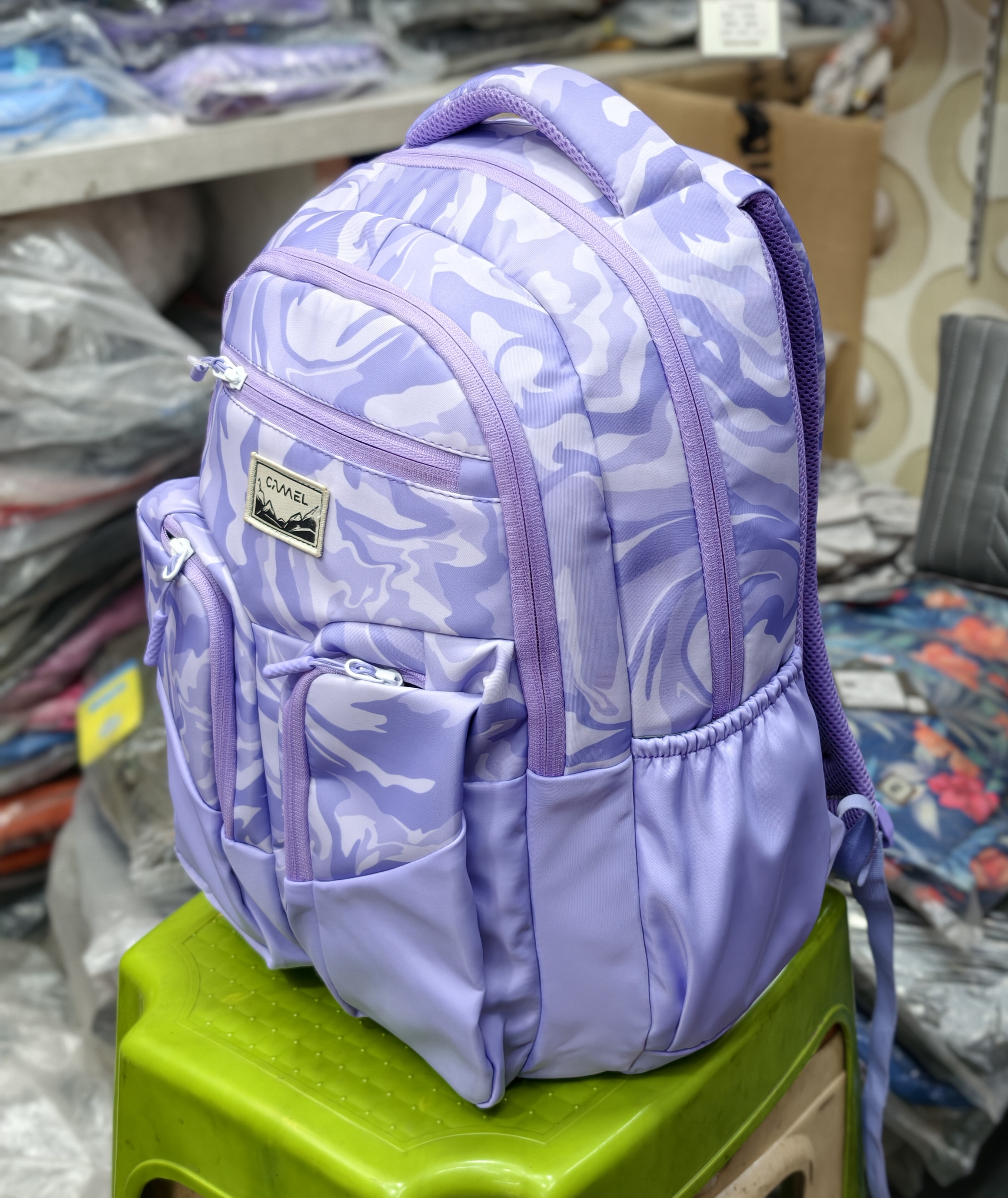 Camel Lavender Patterned Backpack view 2