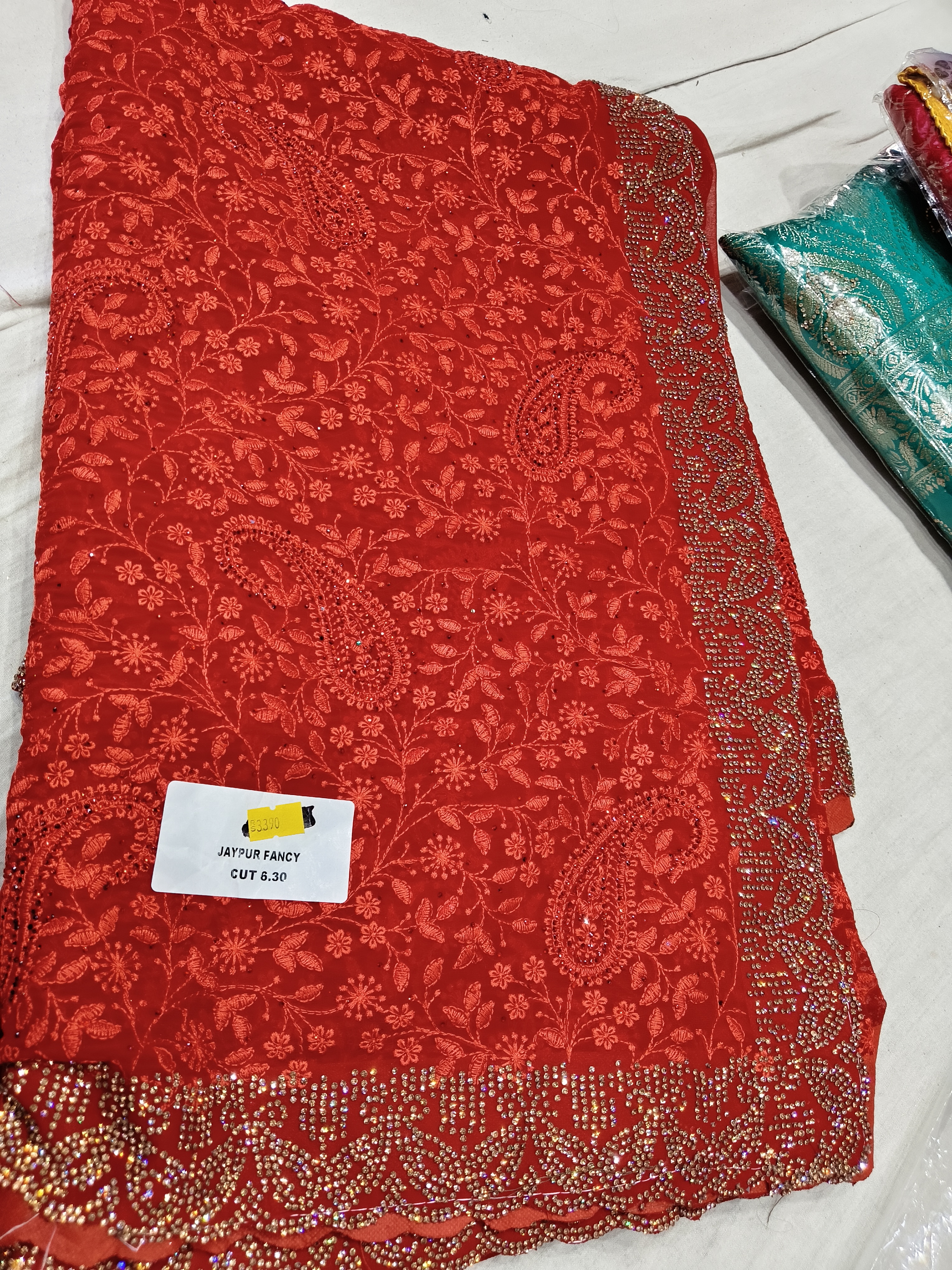 Jaypur Fancy Red Saree view 2