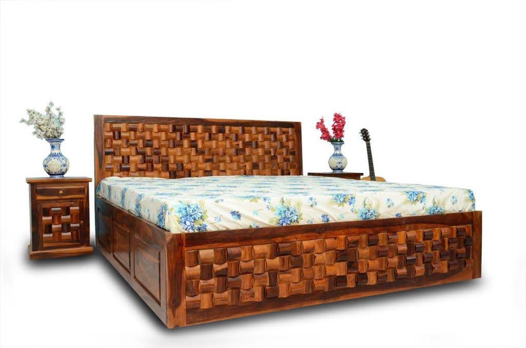 Wooden Bed with Nightstands view 2