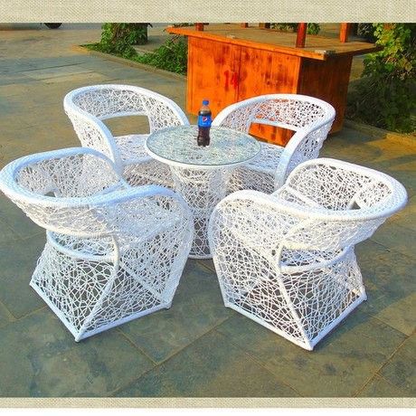 White Designer Outdoor Seating Set view 2
