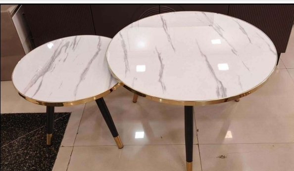 Marble Nesting Tables White Mica view 2