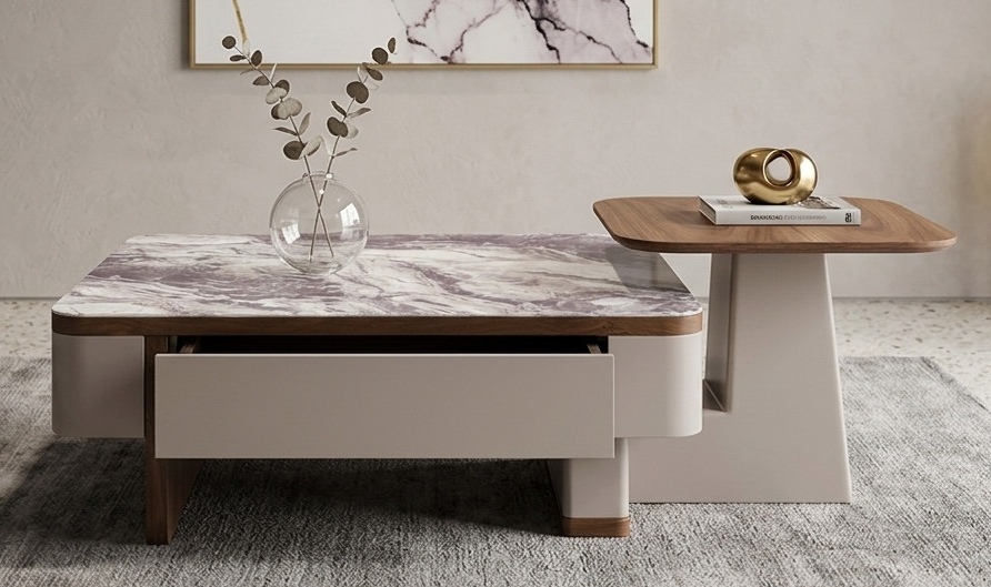 Marble Top Coffee Table Set view 2