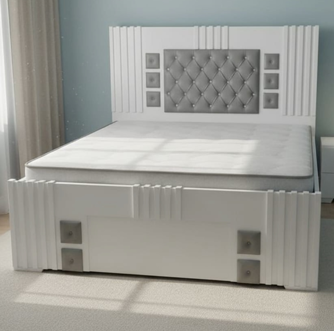 Elegant Upholstered Bed High Rise view 2
