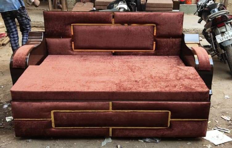 Velvet Sofa Cum Bed view 2