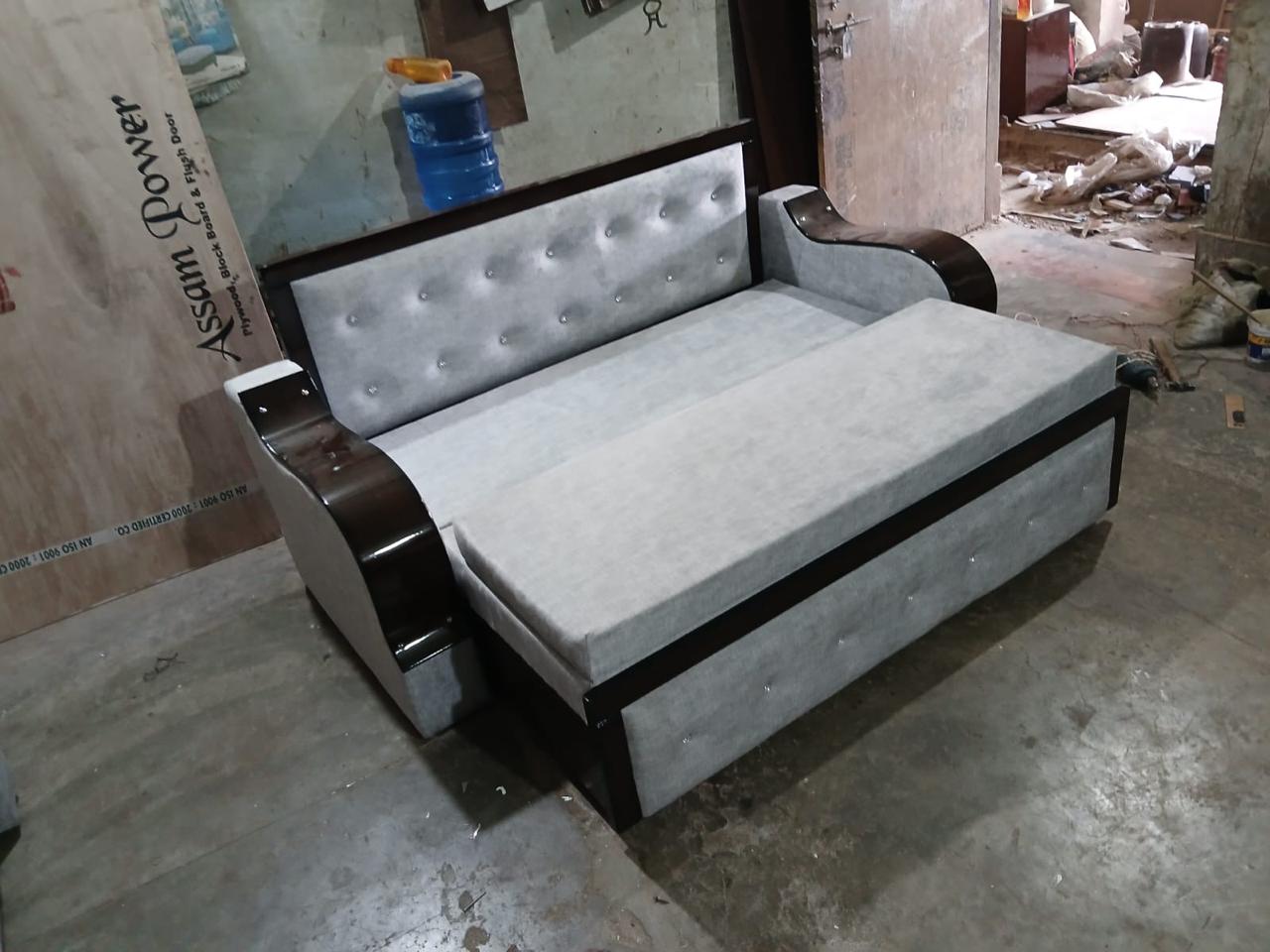 Elegant Grey Sofa Cum Bed view 2