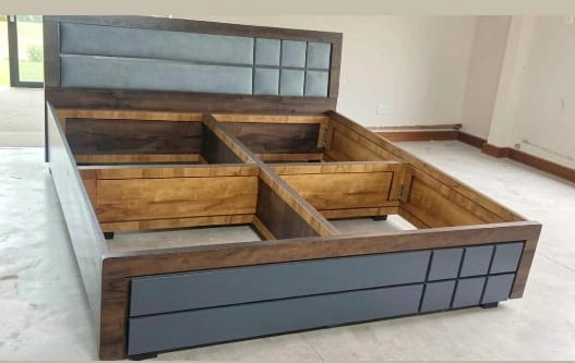 Modern Wooden Bed with Storage view 2