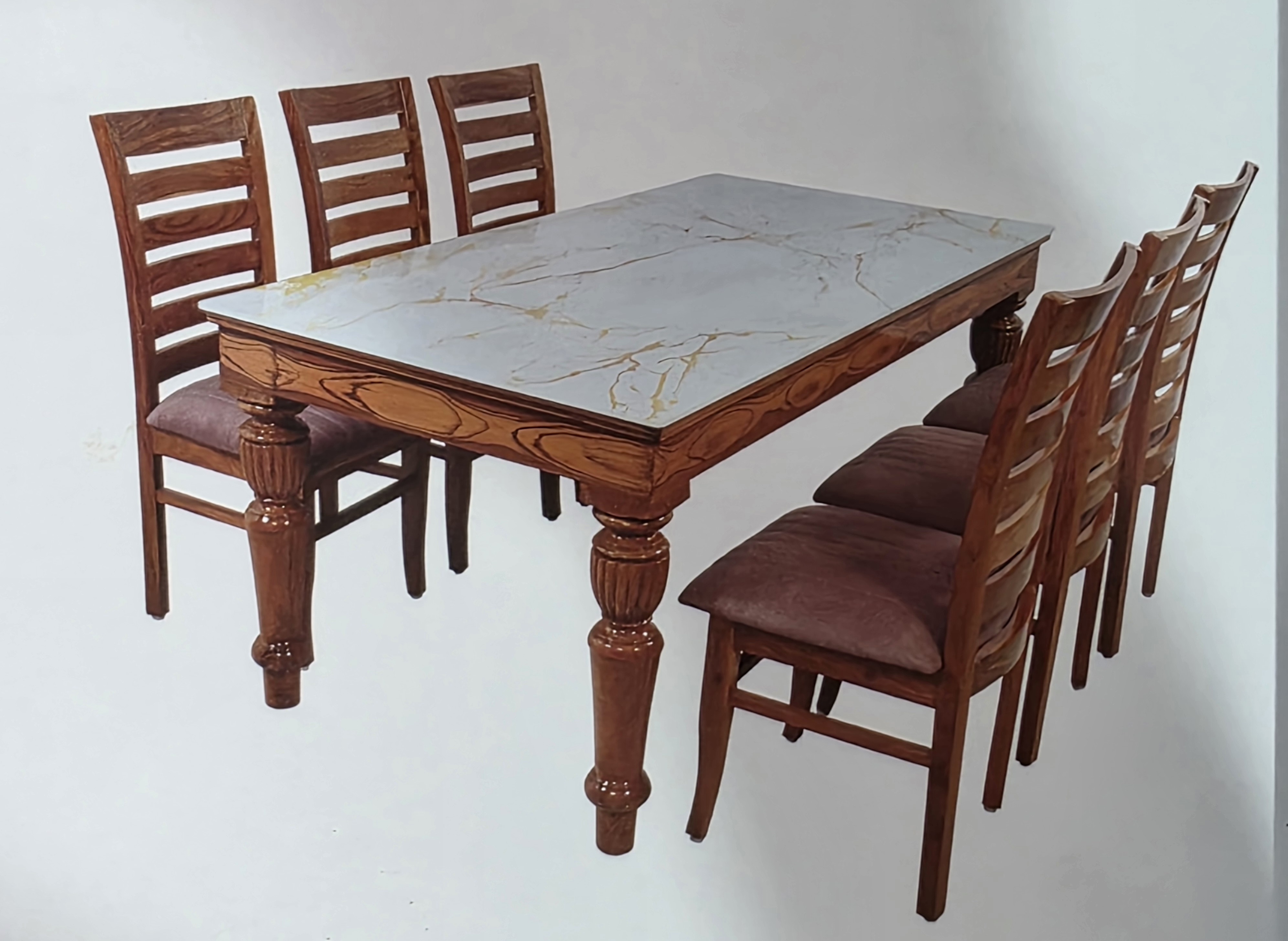 Wooden 6 Off Dining Table Set view 2