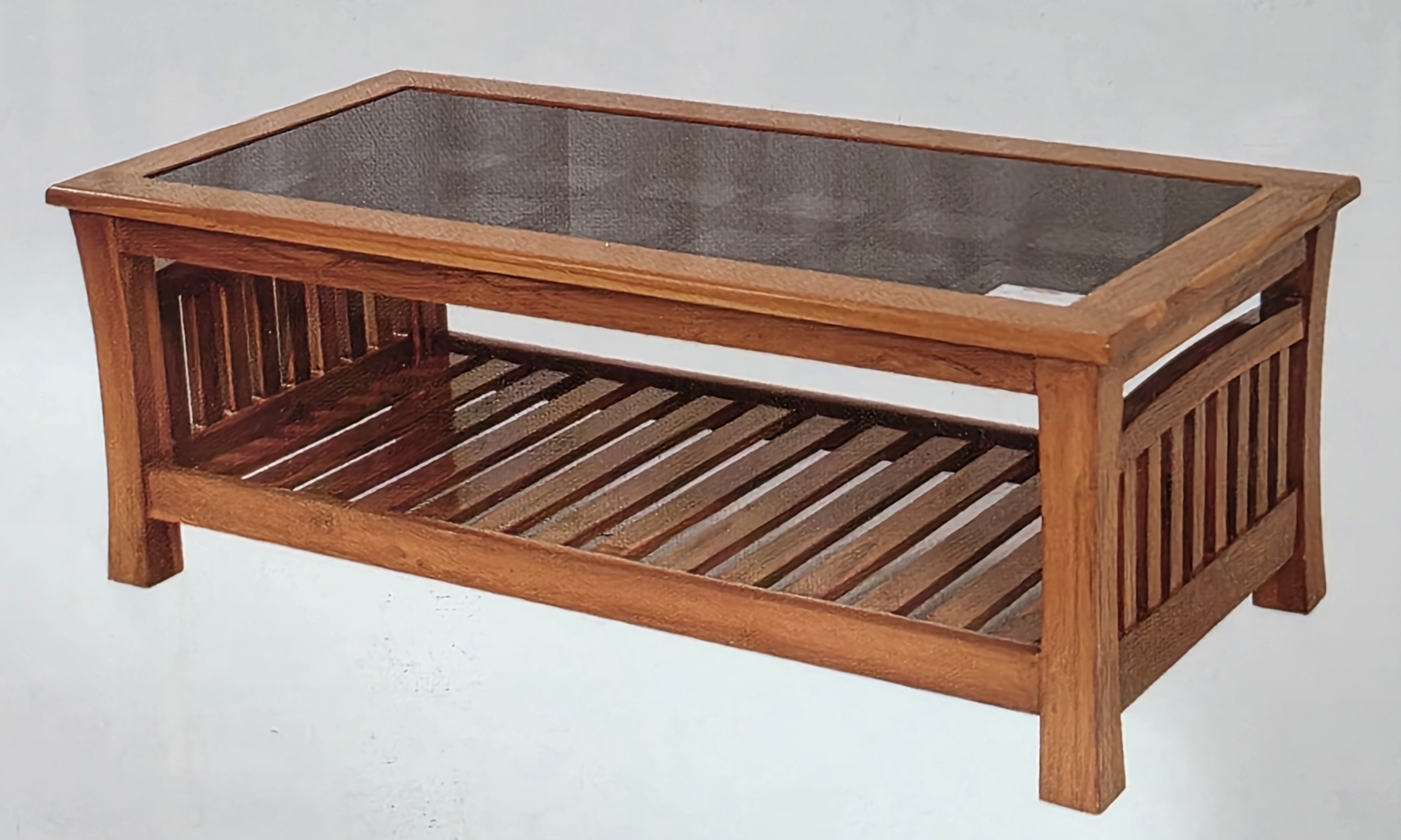 Glass Top Wooden Coffee Table view 2
