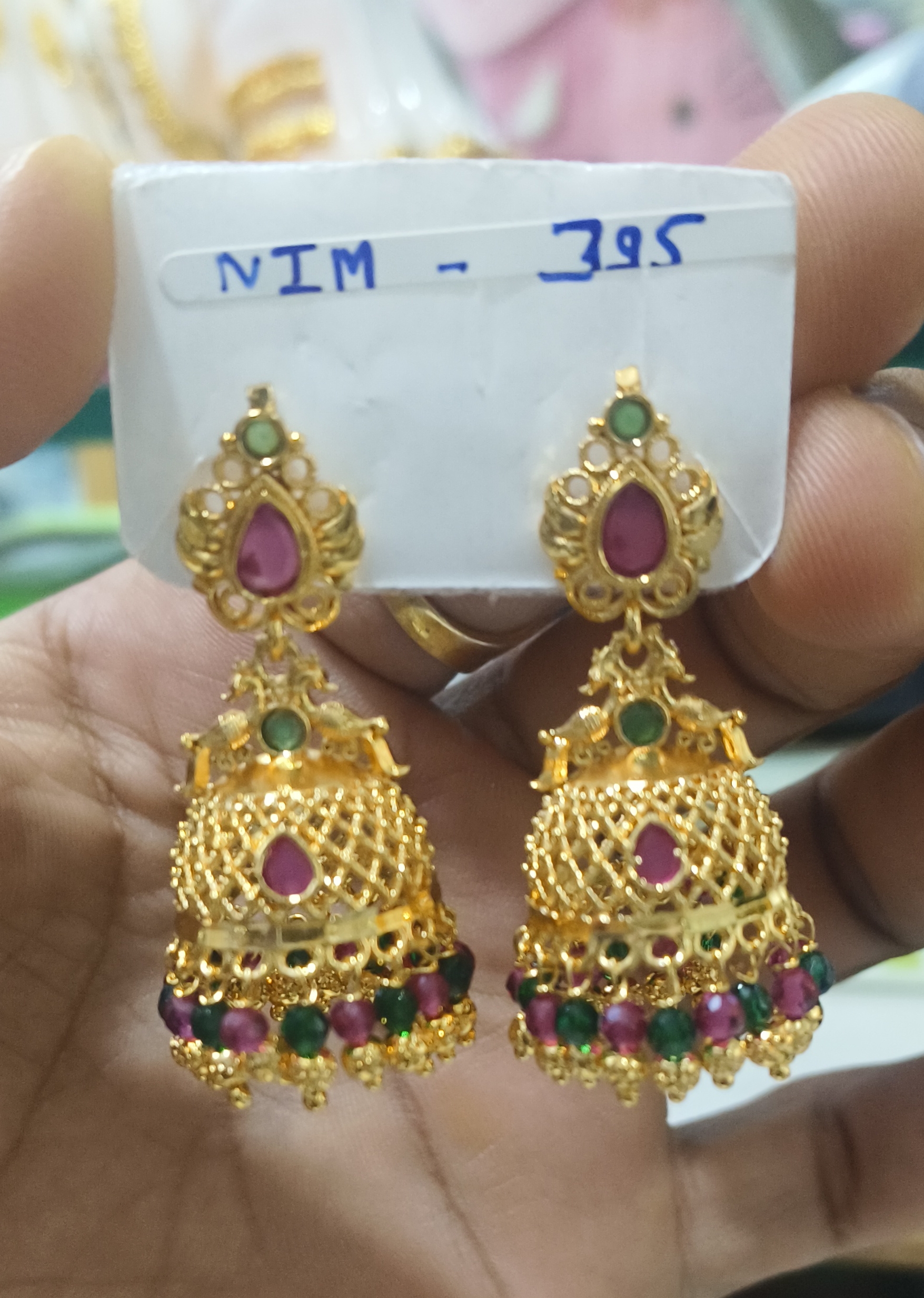 Traditional Gold Jhumka Earrings view 2