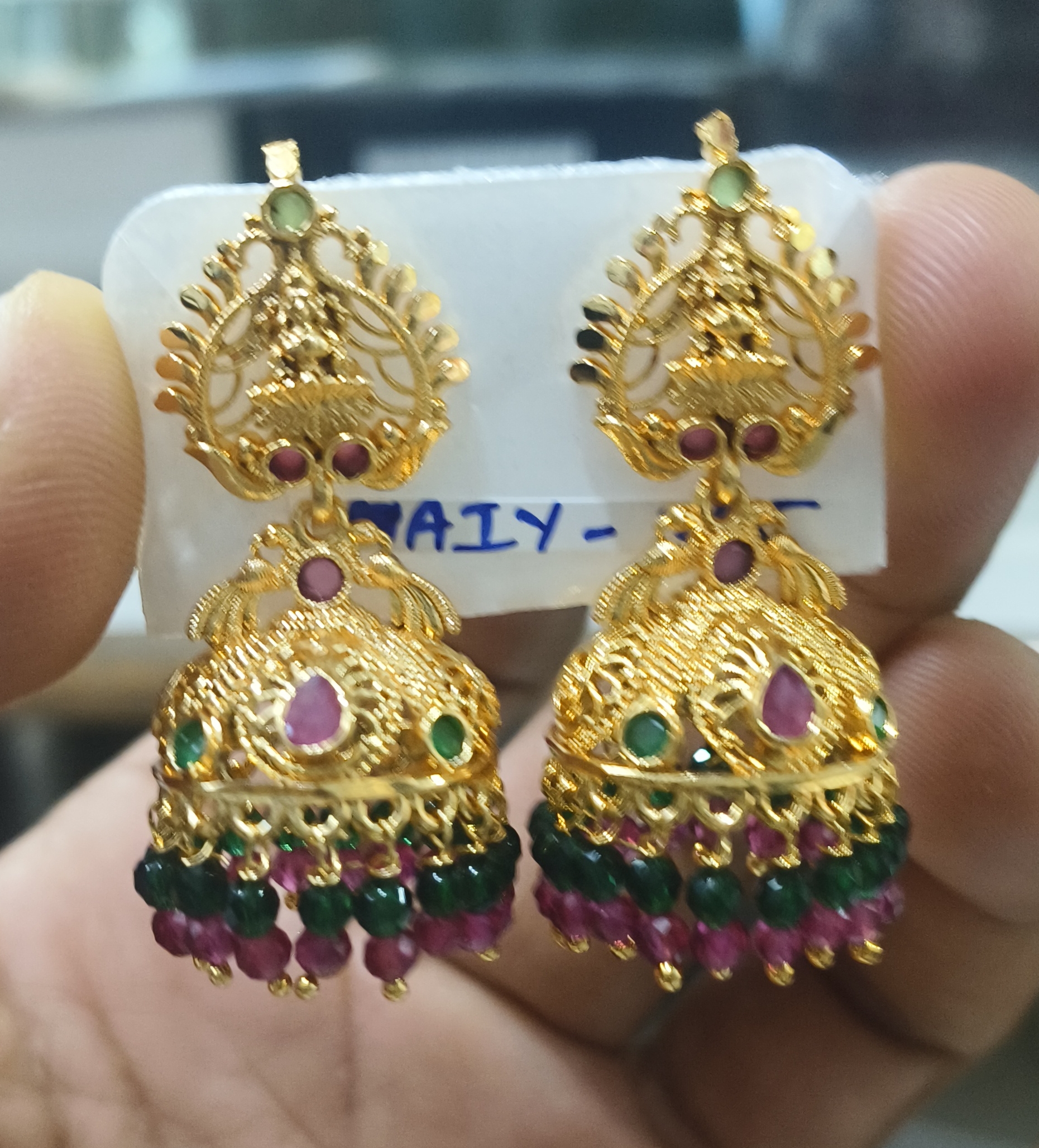 Opulent Gold Jhumka Earrings view 2