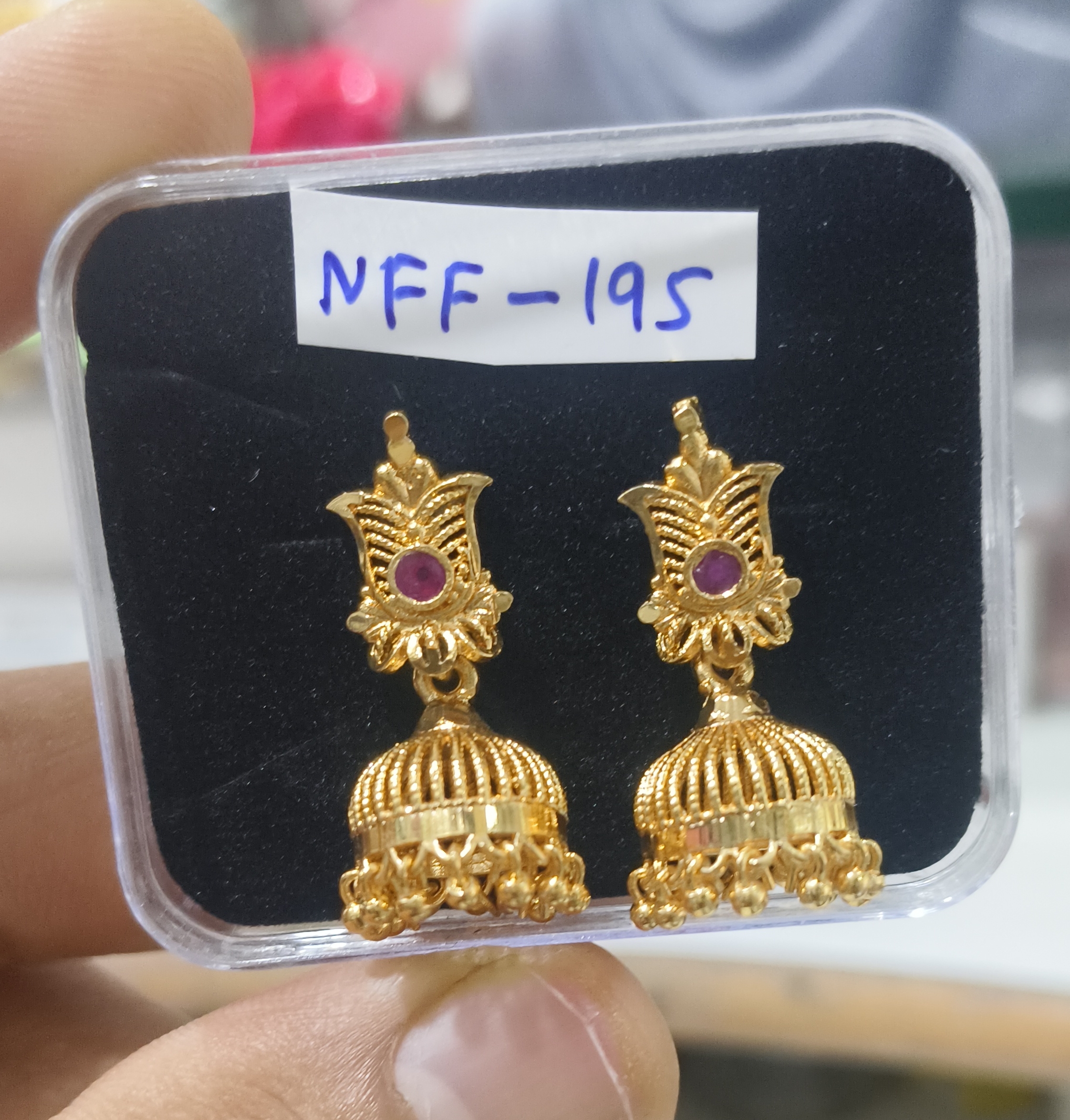 Gold Jhumka Earrings B view 2