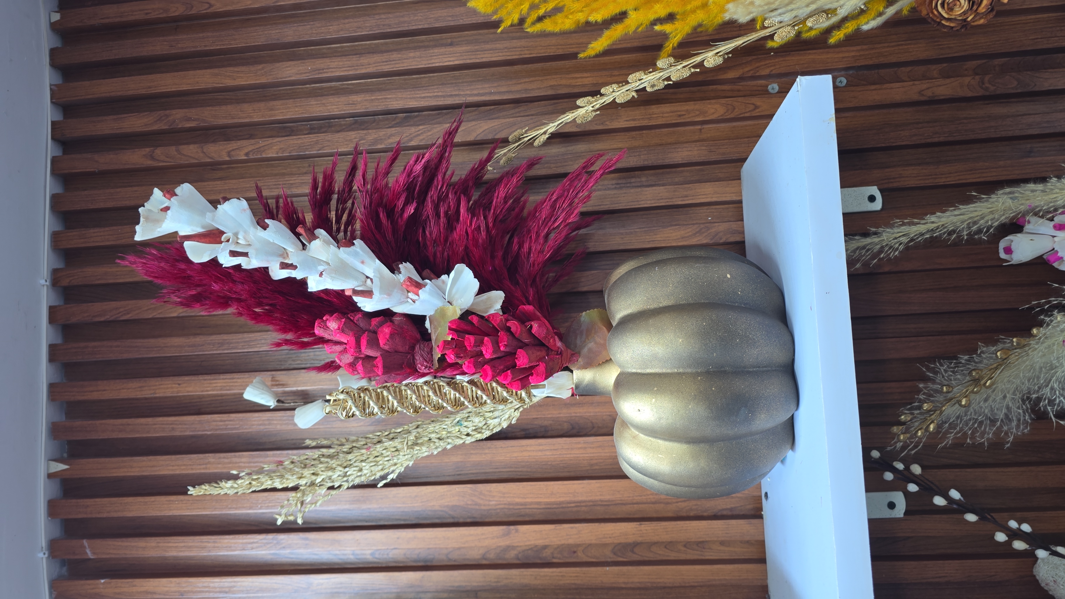 Gold Vase with Floral Arrangement view 2