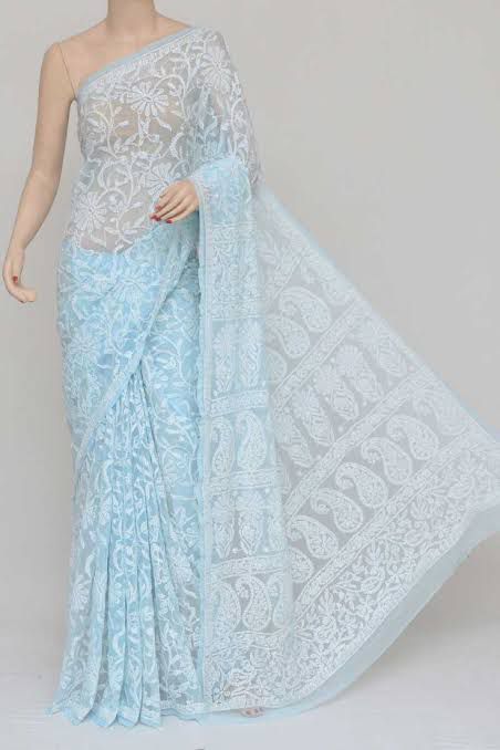 Elegant Blue Saree view 2