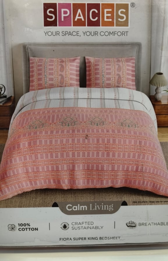 Spaces Calm Living Fiora Super King Bedsheet view 2