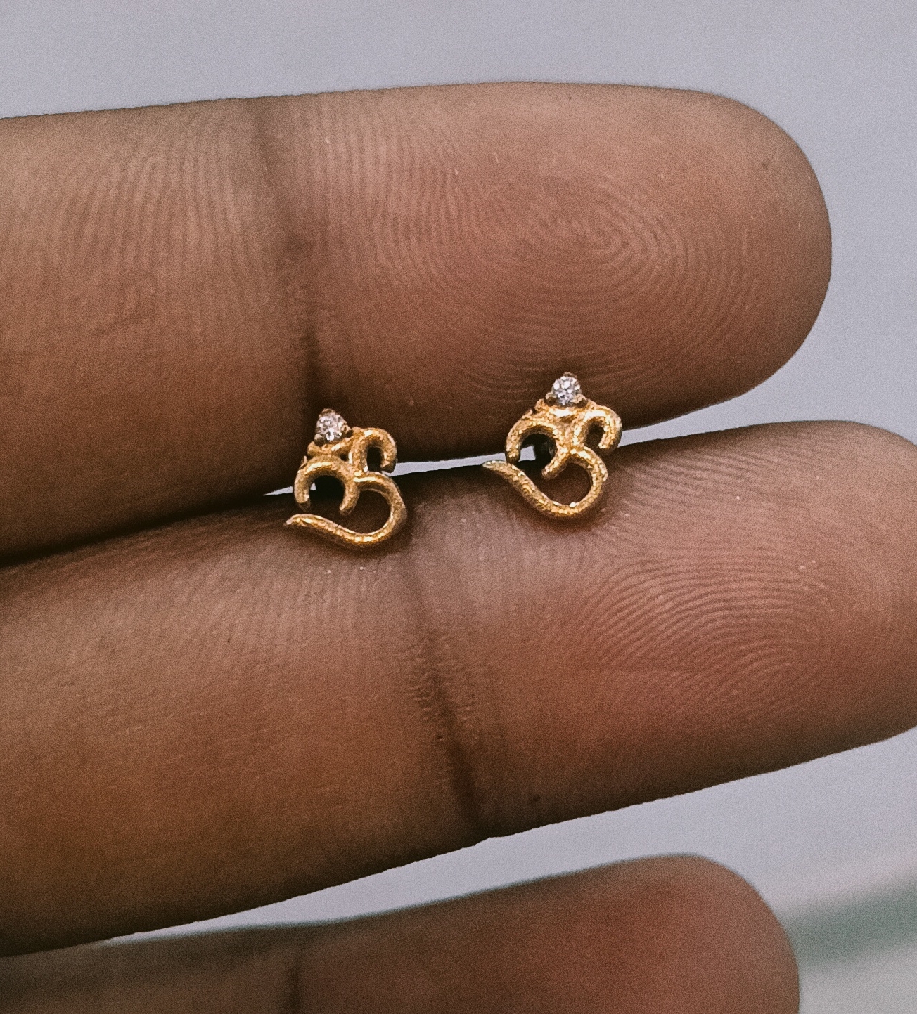 Om Panchaloha Studs view 2