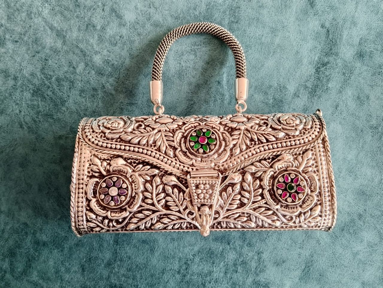 Traditional Silver Handbag By Rishtey view 2